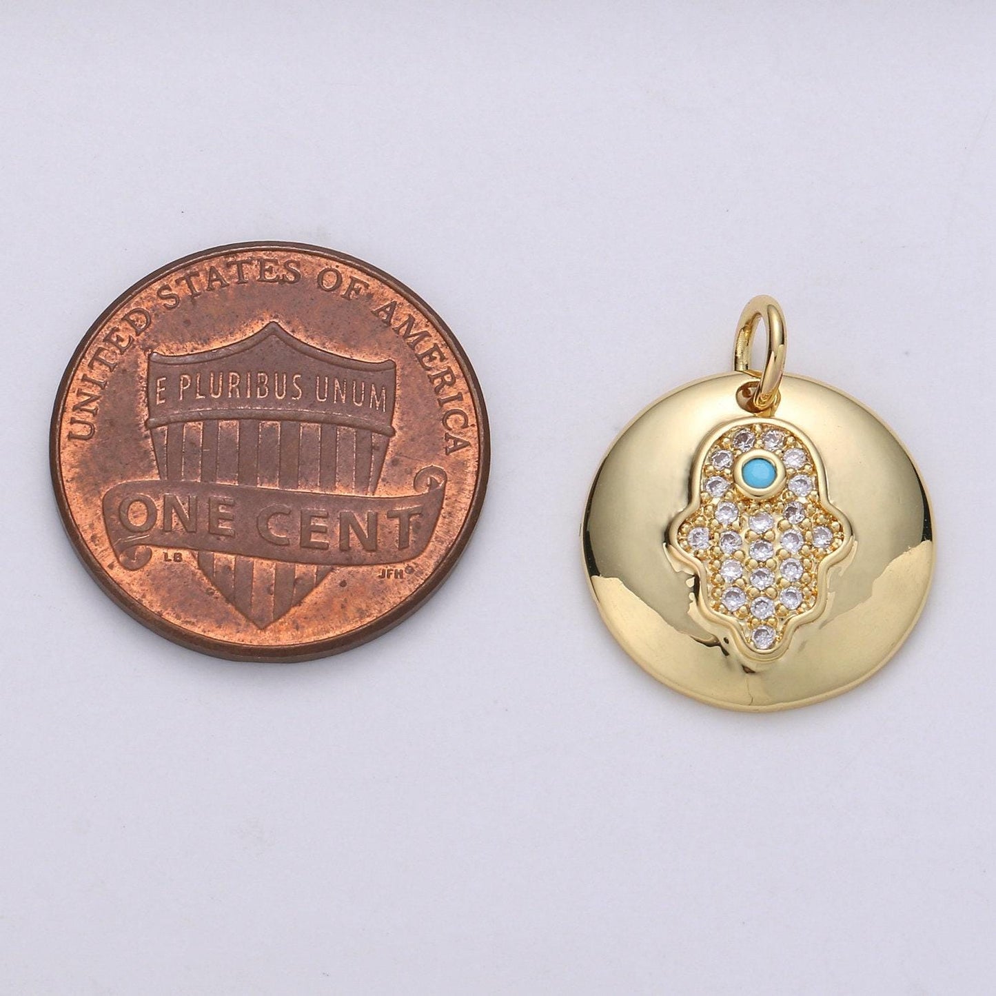 1pc 14k gold micro pave cz hamsa pendant charm, universe protective micro pave cz pendant charm, dainty torquoise jewelry, chgf-1708