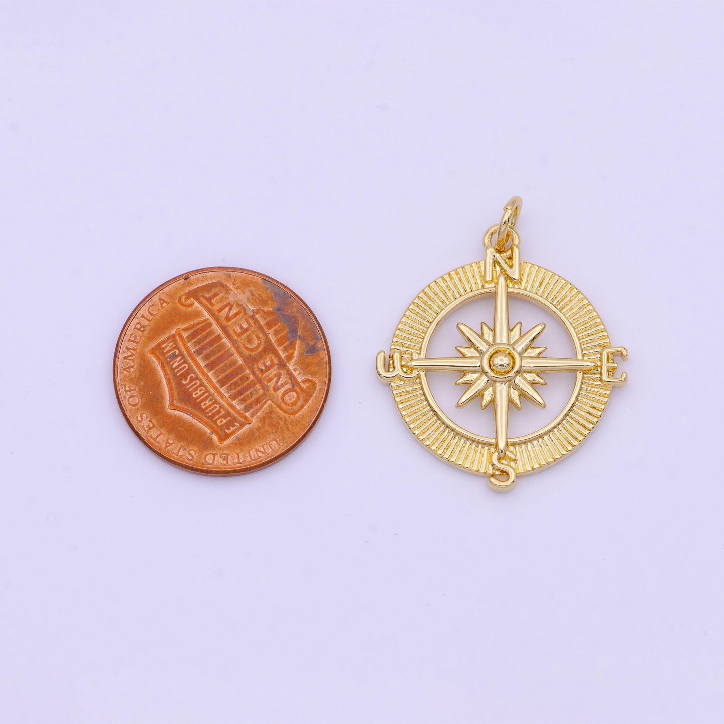 Dainty compass charm, gold compass pendant, north star charm, travel charms, nautical charms for bracelet earring necklace d-573