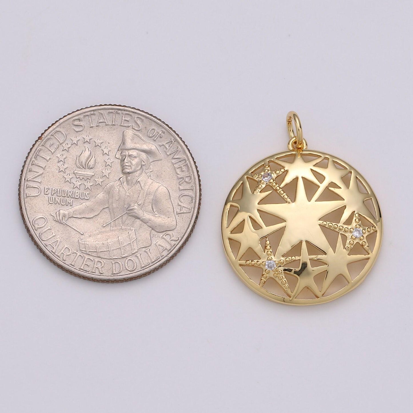 1pc 24k gold micro pave star charm, cubic zirconia medallion pendant charm, charm, for diy jewelry d-437