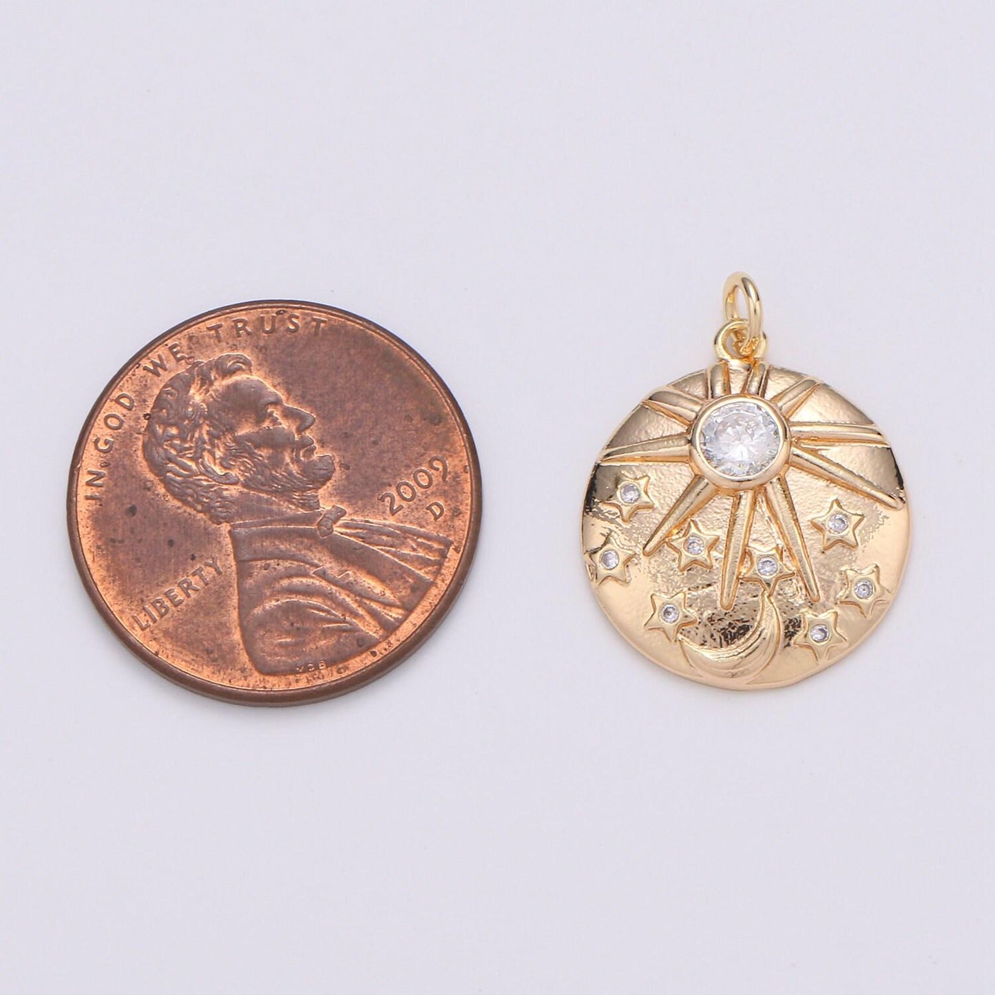 Northstar in the galaxy 18k gold charm, asteroid charm, planetoid pendant, star coin charm, sirius charm, cubic star charm