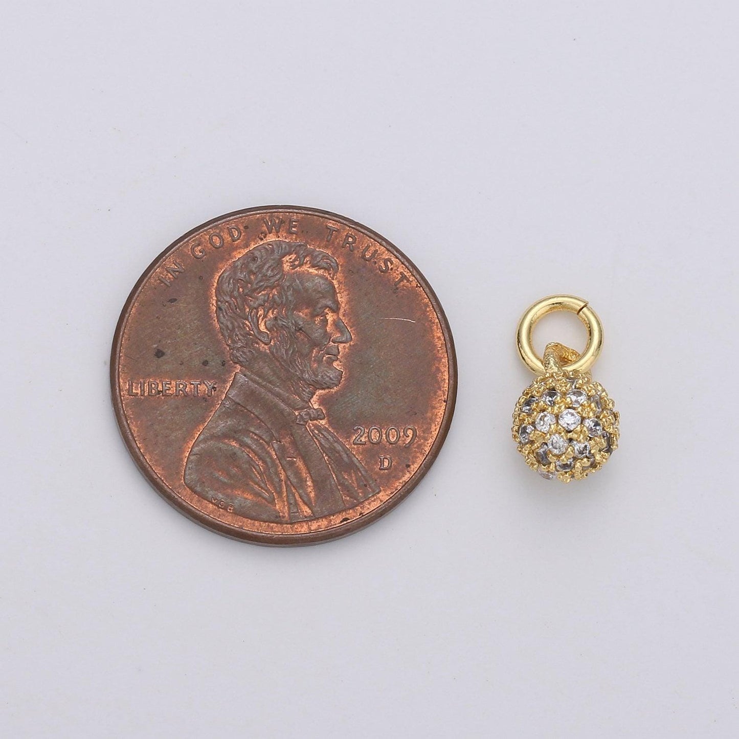 Tiny ball pendant small ball charm for handmade jewelry supplies 24k gold charm micro pave cubic ball charm disco ball, d-117