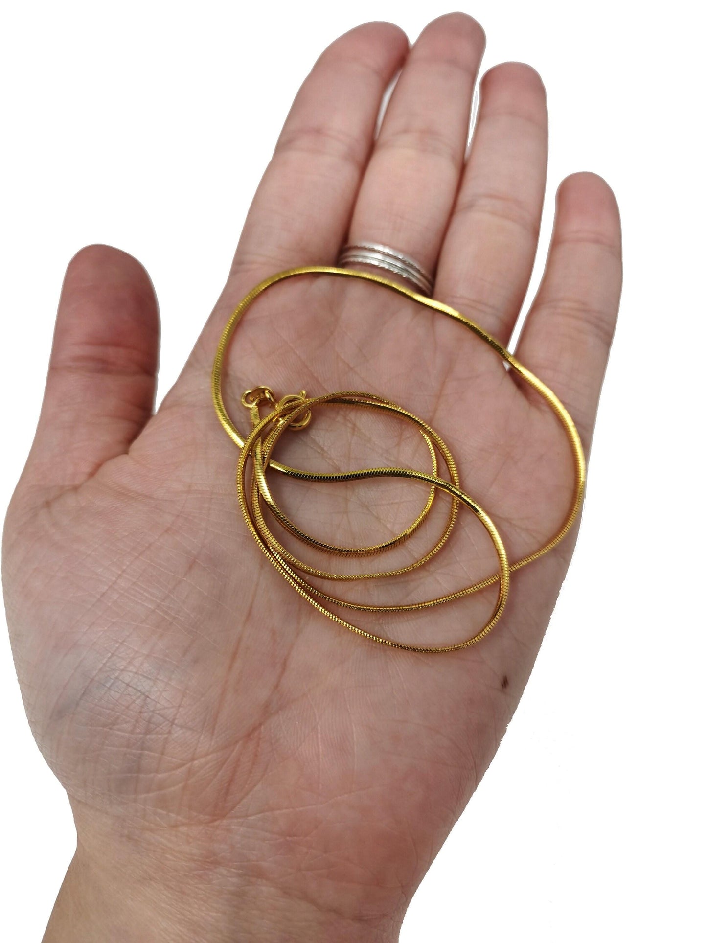 1pc 19.6'' ready to use 24k gold cocoon necklace chain, layer snake chain dainty necklace, for pendant charm necklace making, 471/295