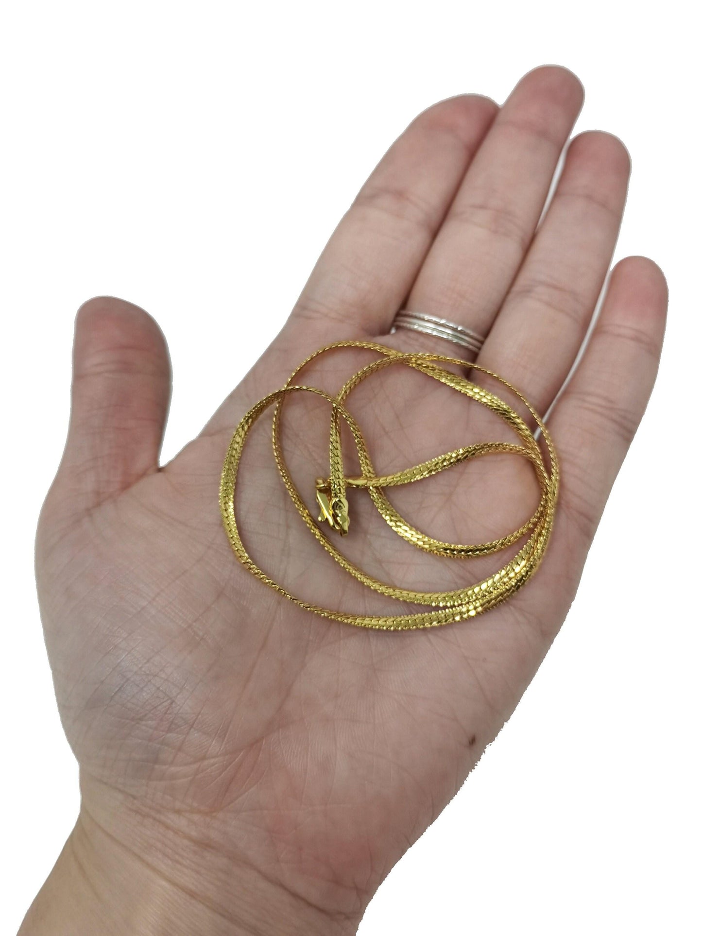 1pc 17.7'' ready to use 24k gold herringbone curb necklace chain, layer curb chain dainty necklace, for pendant necklace making, 434