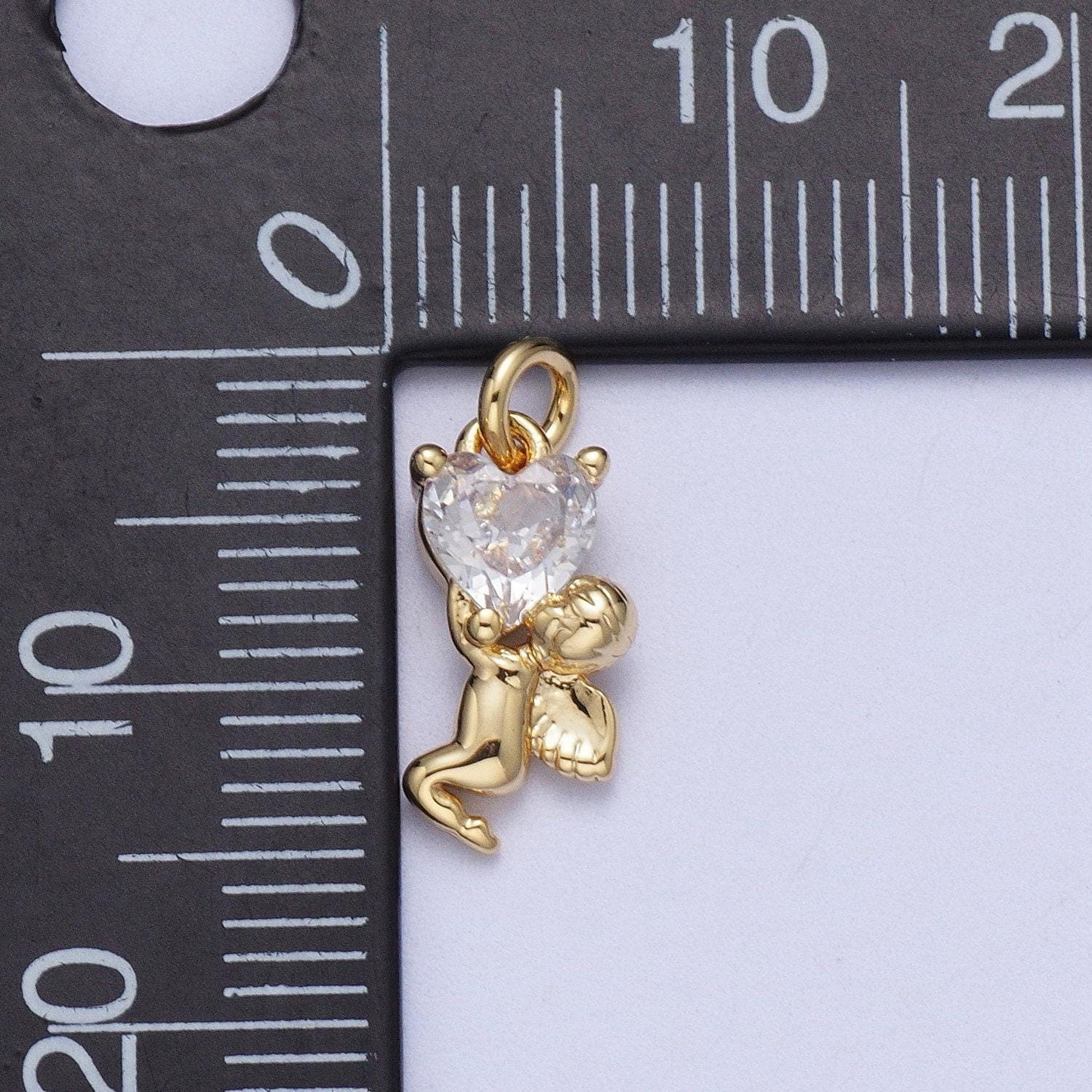 Mini gold cherub pendant little angel necklace charm heart cubic cz charm valentine gift jewelry findings for necklace bracelet earring c883
