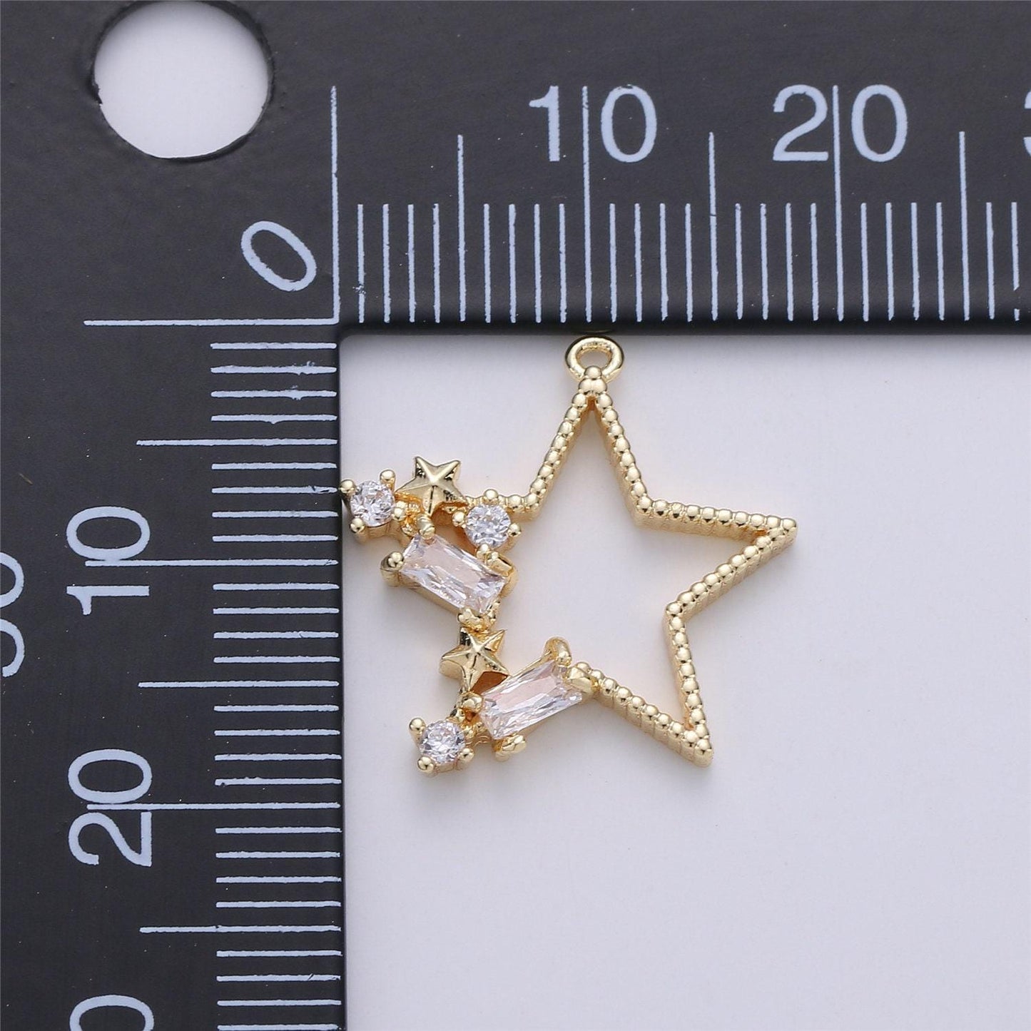 1pc 24k gold micro pave star charm, cubic zirconia star pendant charm, charm, for diy jewelry,chgf-662