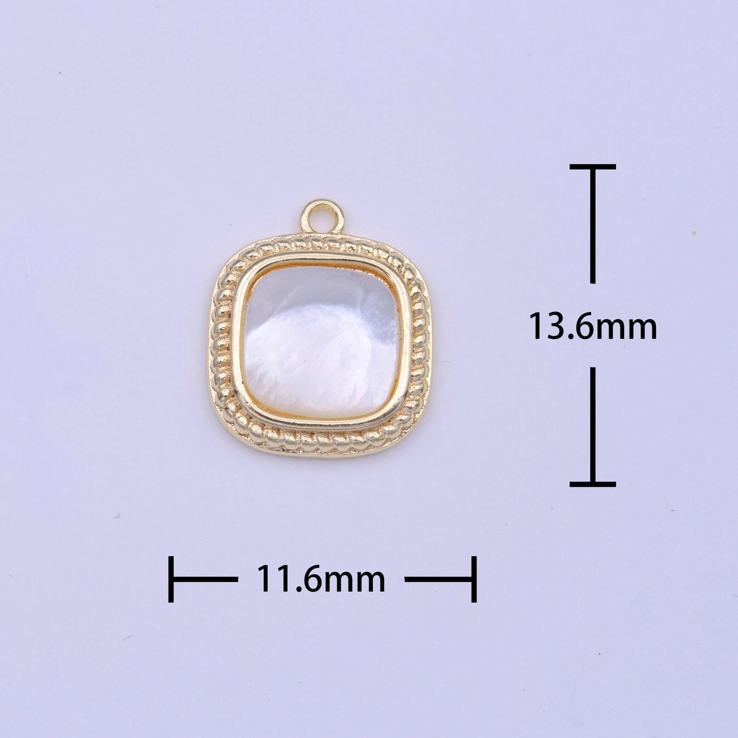 Minimalist square shell pearl braided gold charm geometric jewelry inspired for add on charm | c430
