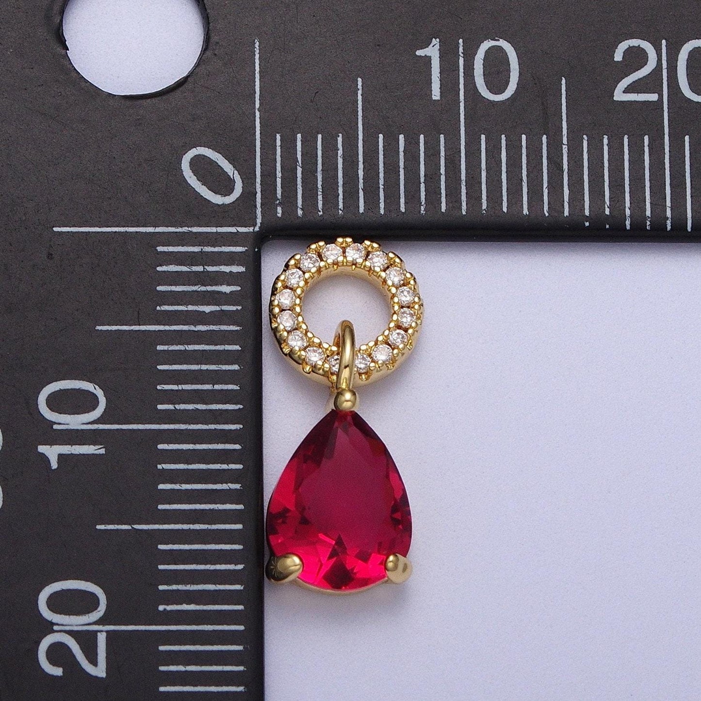 Teardrop cubic zirconia micro paved round bail charm for necklace bracelet component | c280