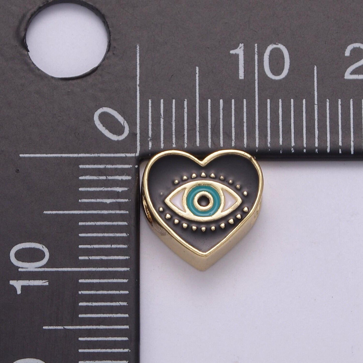 Double sided evil eye enamel charm beads dainty heart eye of ra pendant for necklace bracelet earring supply component b-753 ~ b-754