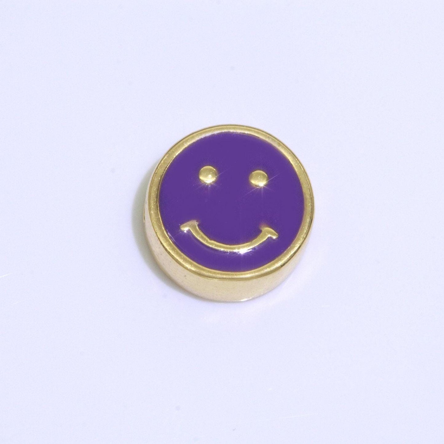 10mm enamel heart smile face bead, emoji bead, happy face, gold cute spacer bead, necklace and bracelet making, jewelry supply | b-609~b-610