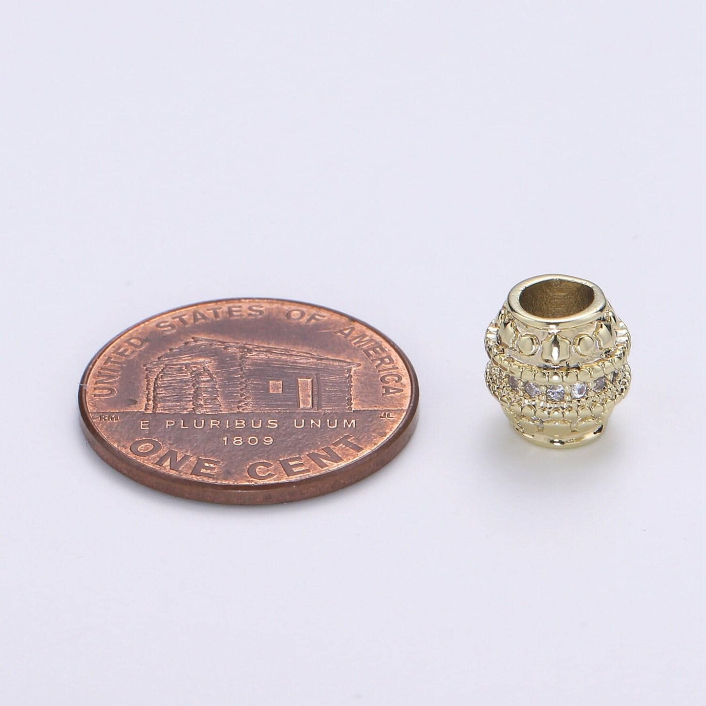 1pc 14k barrel gold cubic pave pattern beads spacer beads, for diy jewelry making european charms beaded bracelet, b-354