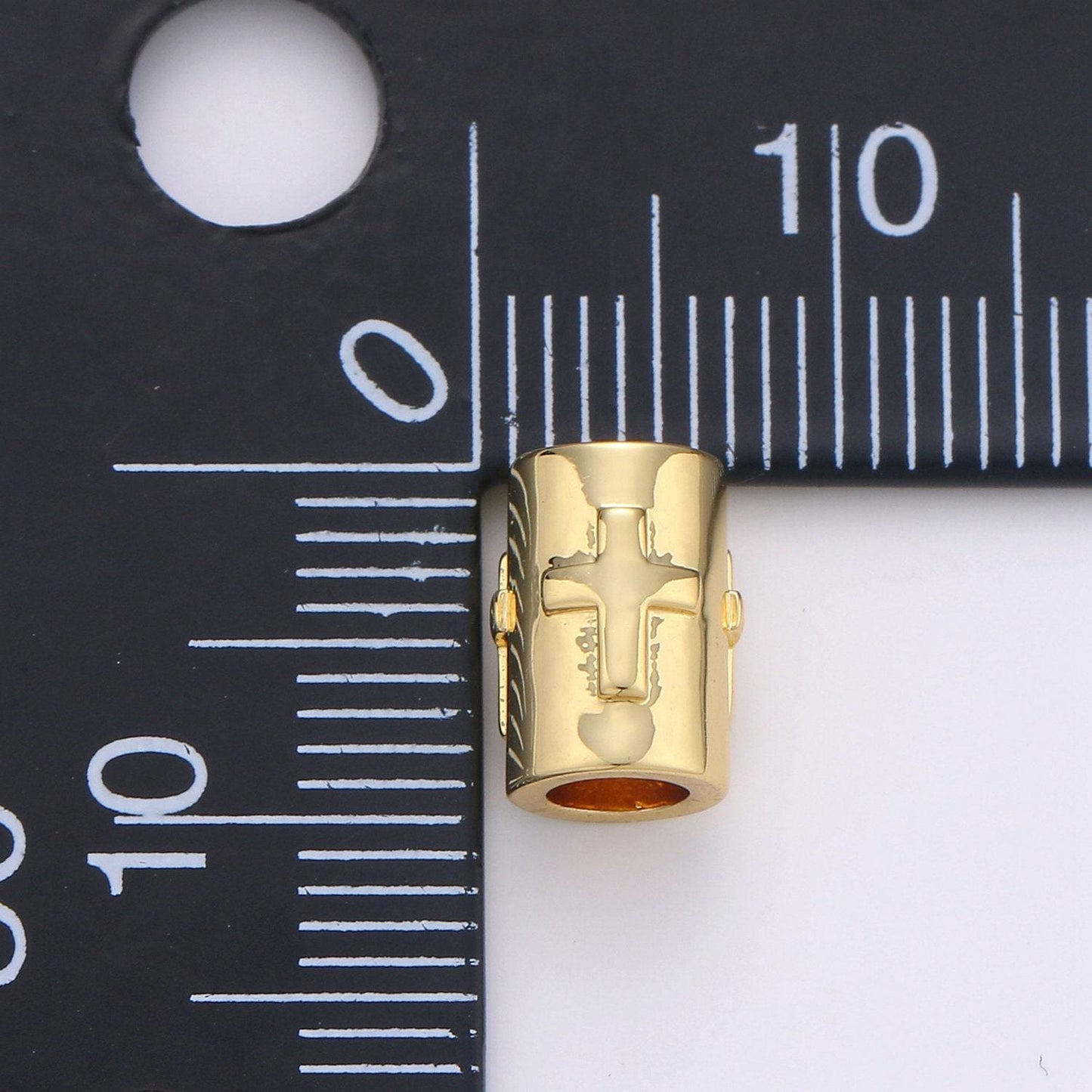 1pc 7x9mm bead cz gold beads cross beads cylinder beads charm for bracelet necklace supply 4mm hole