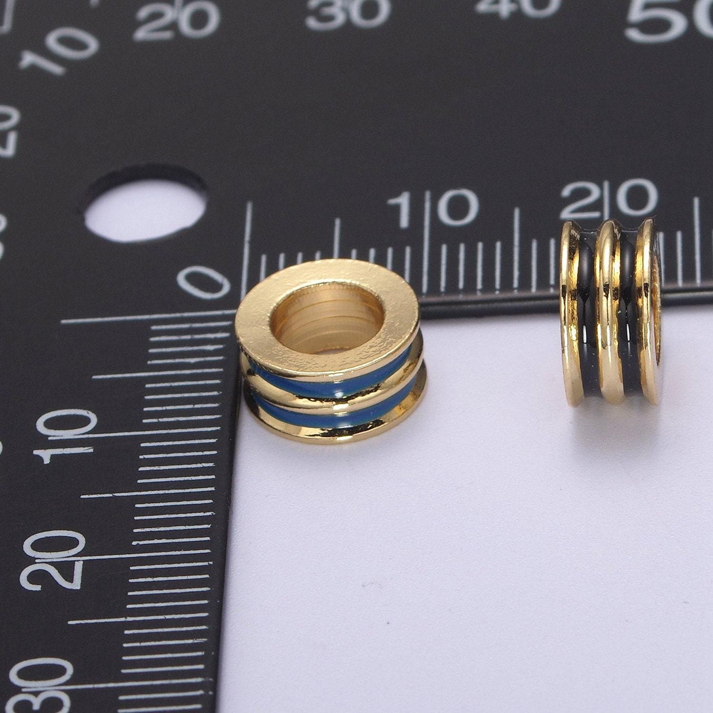 Enamel gold rondelle spacer beads, big hole spacer beads, rondelle spacer bead for bracelet necklace supply b-130 / b-132 / b-135