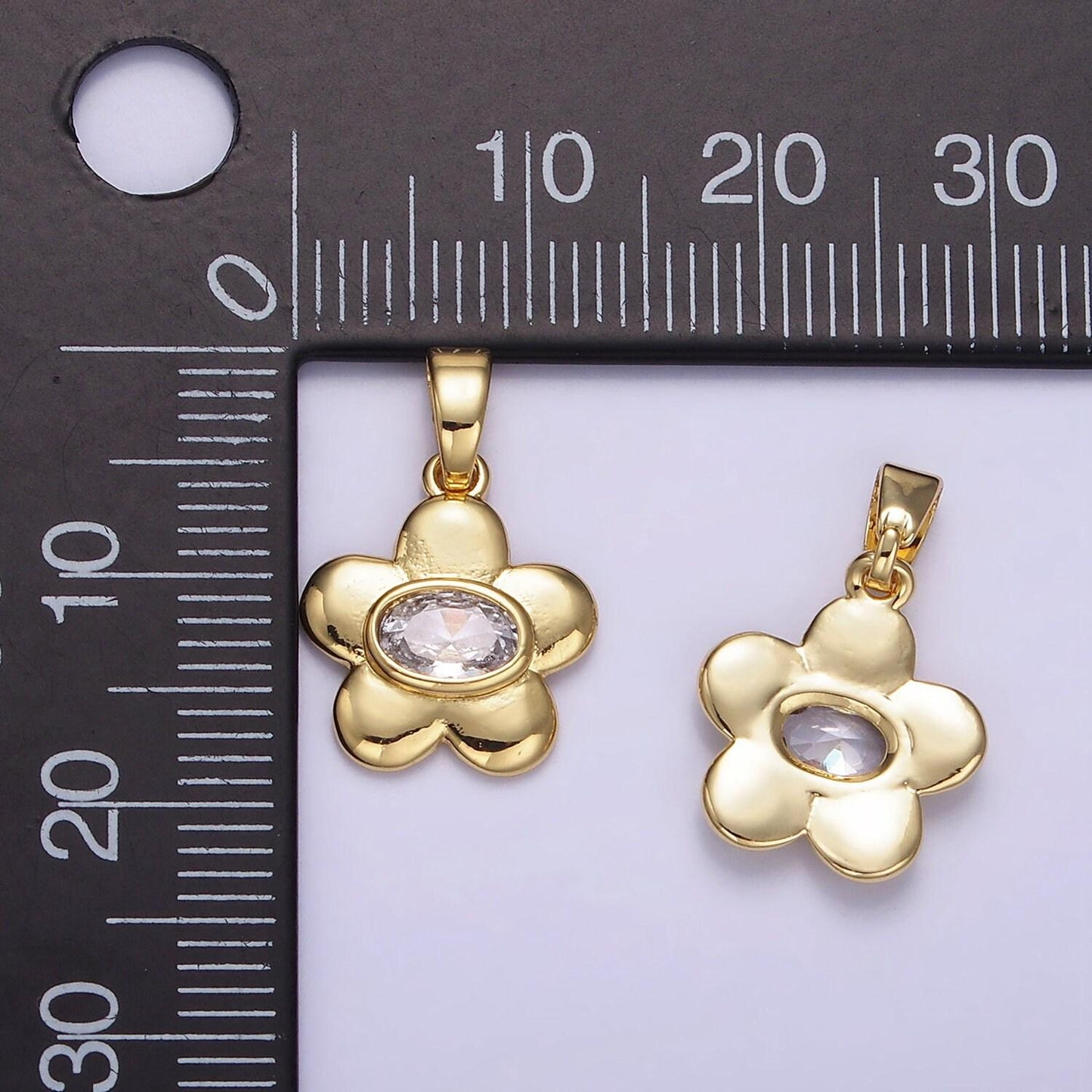 18k gold filled oval cz chubby daisy flower petal | ah-148