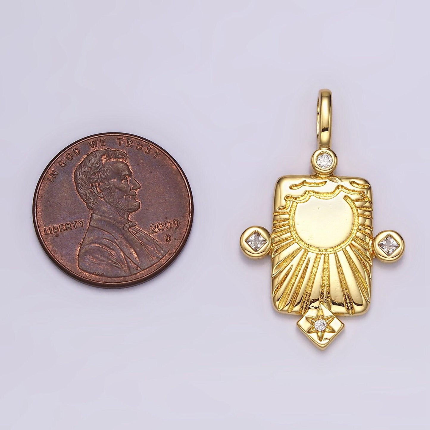 Gold tag sun ray charm dainty gold celestial jewelry pendant for bracelet necklace component ah-089