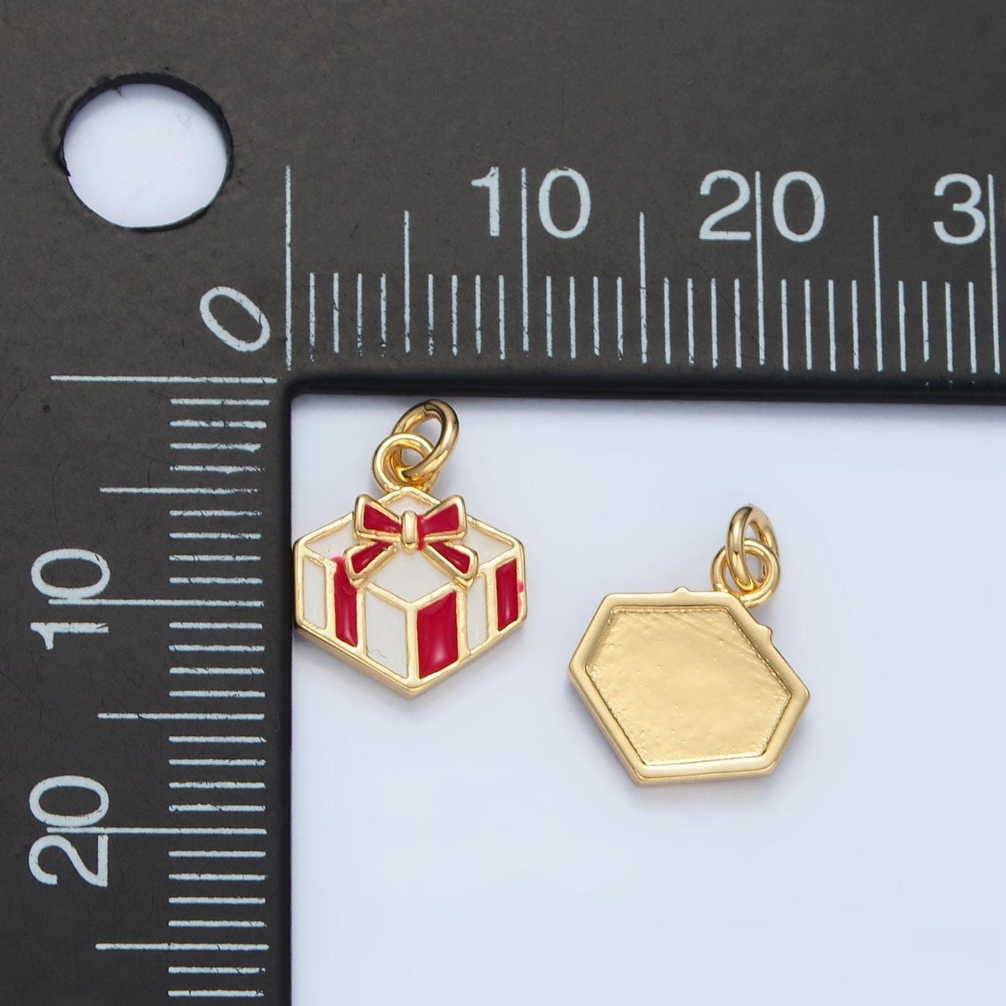 14k gold filled candy cane color present 9mm mini charm | ag-941