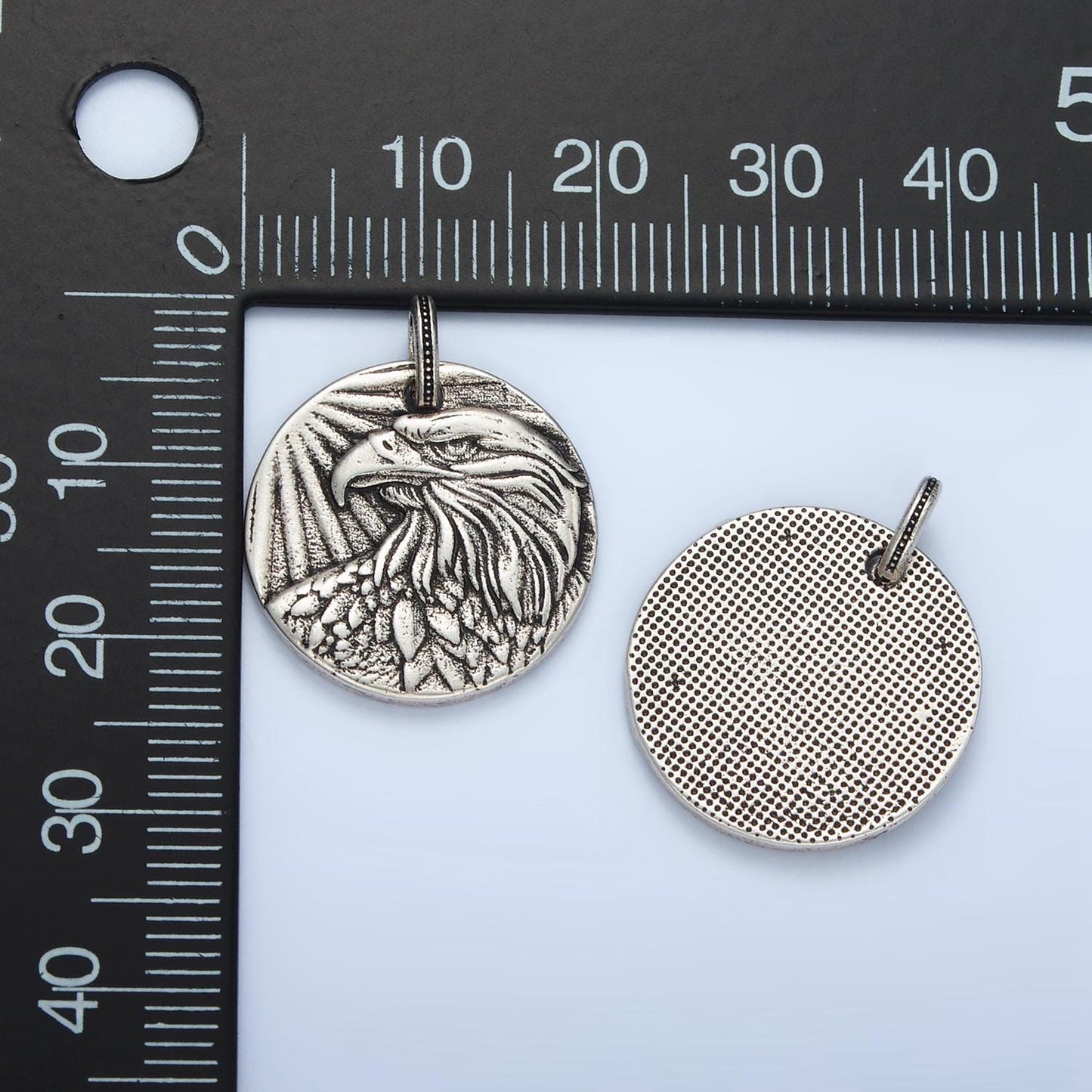 14k gold filled medallion eagle face charm in gold & silver | ag-885/ac-176