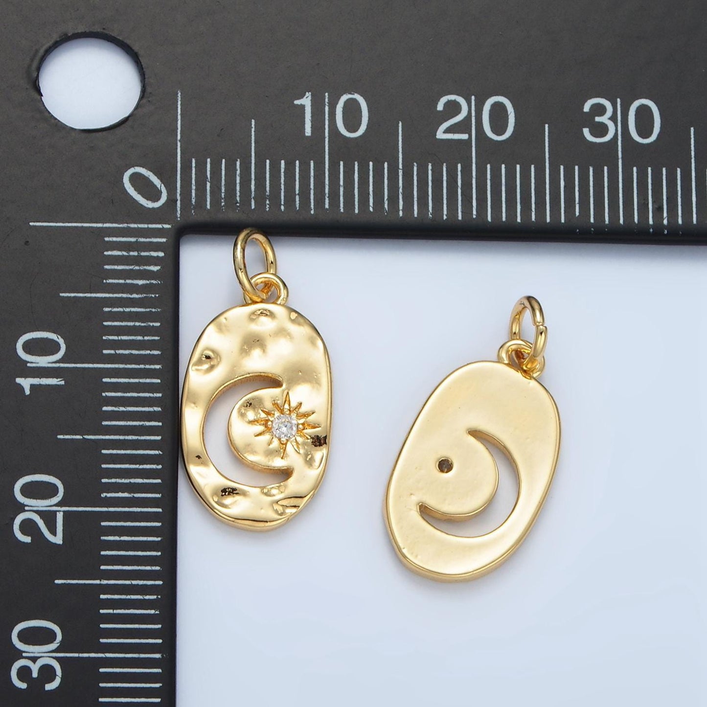 Dainty gold moon charms 24k gold filled crescent moon pendant cz star charm bracelet necklace for diy jewelry making supply ag878