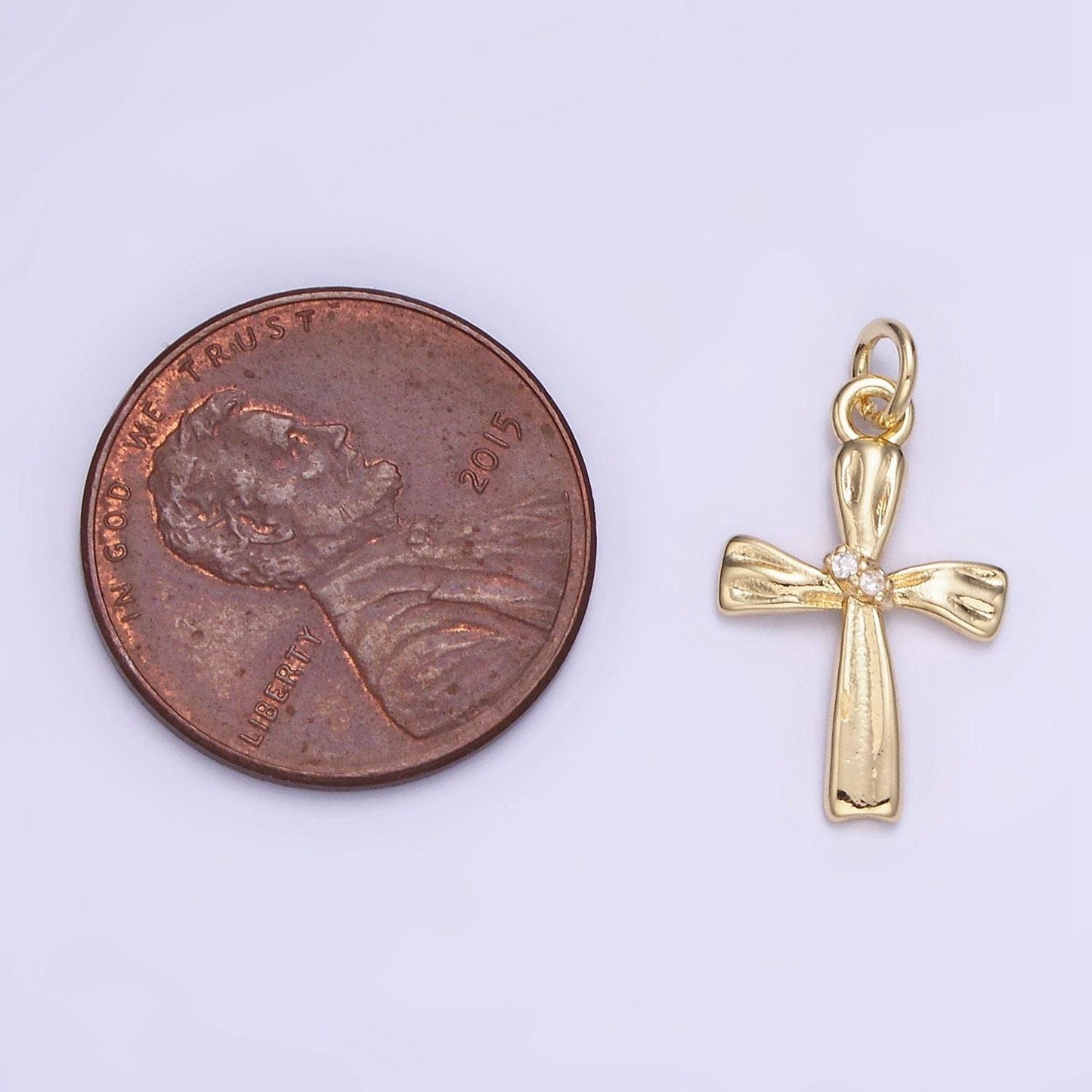 Dainty gold cross charm minimalist gold filled cross pendant dangle charm for religious jewelry supply ag720