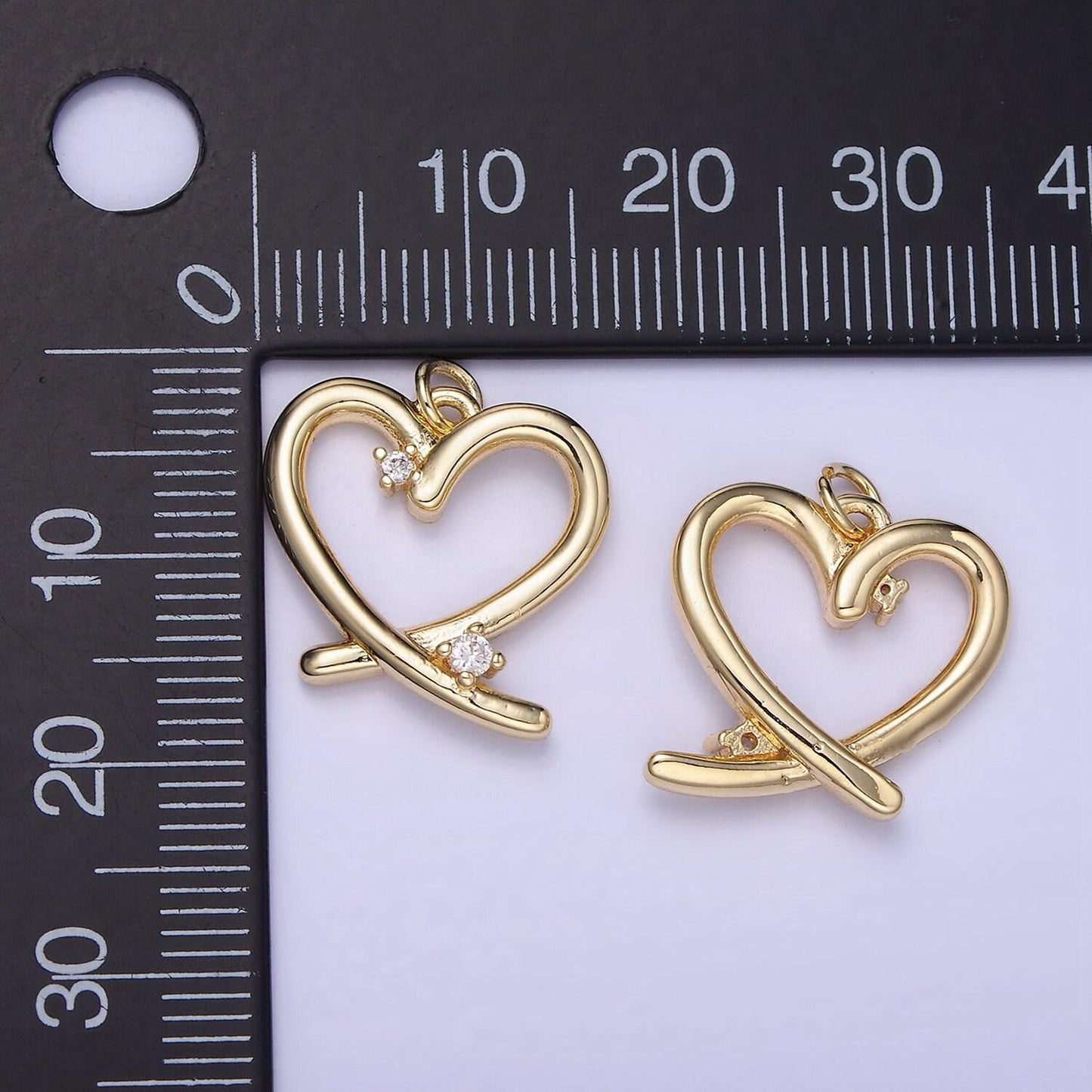 14k gold filled open heart w/ cz 18.5mm | ag-672
