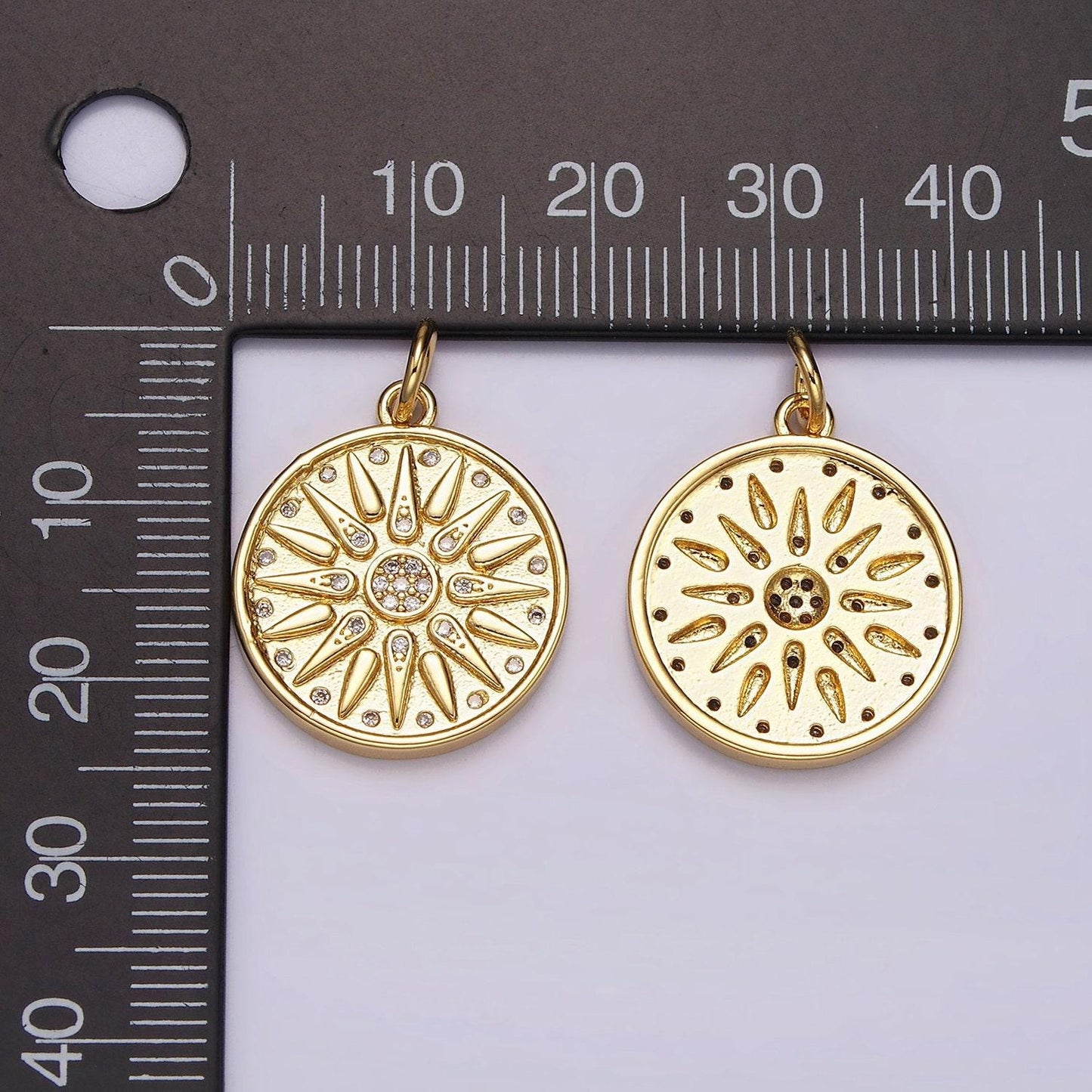 14k gold filled micro pave sun charm, clear cubic charms, cz gold bohemian jewelry inspired charm, sun burst celestial jewelry supply ag-583