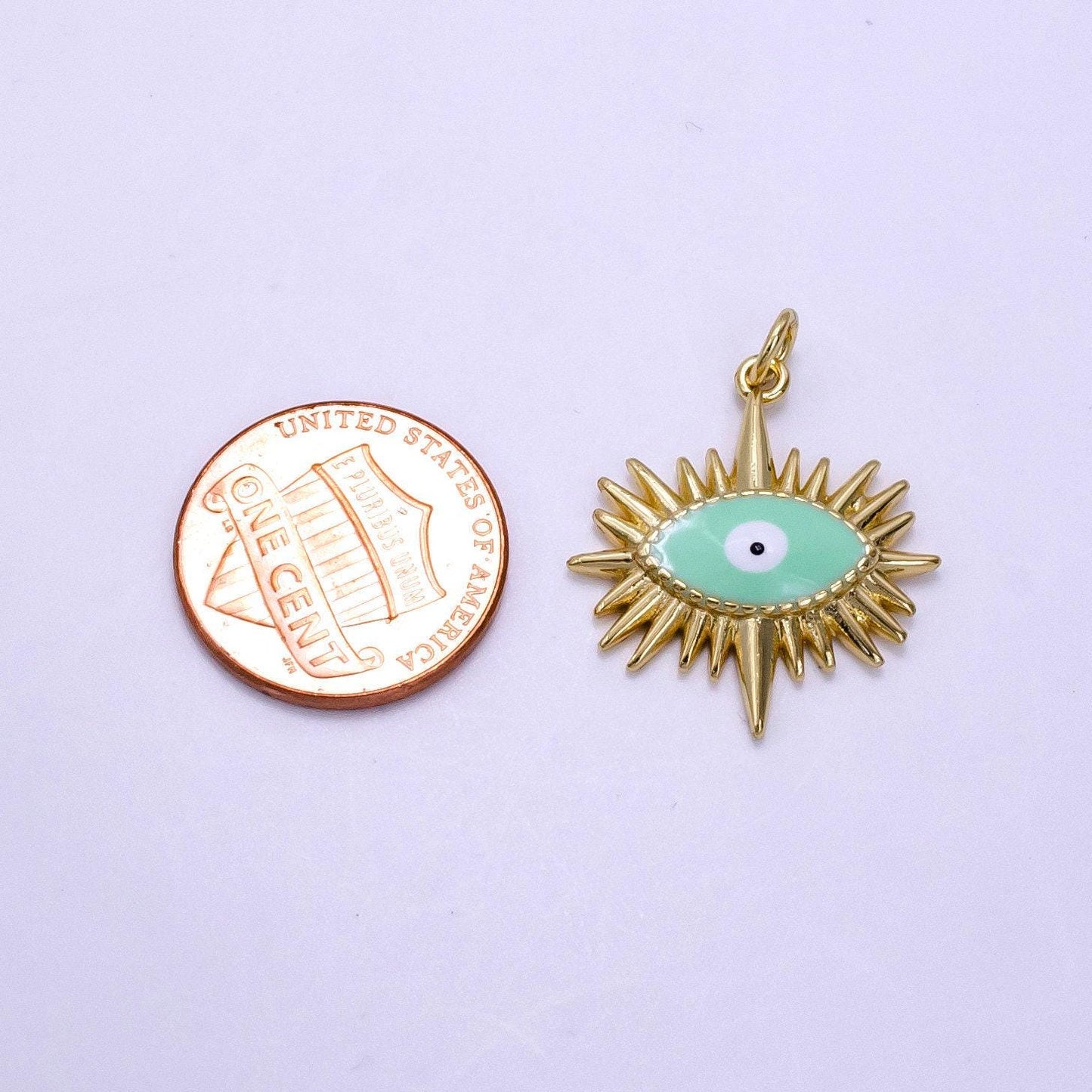Gold evil eye charm necklace blue eye for amulet jewelry ag-545