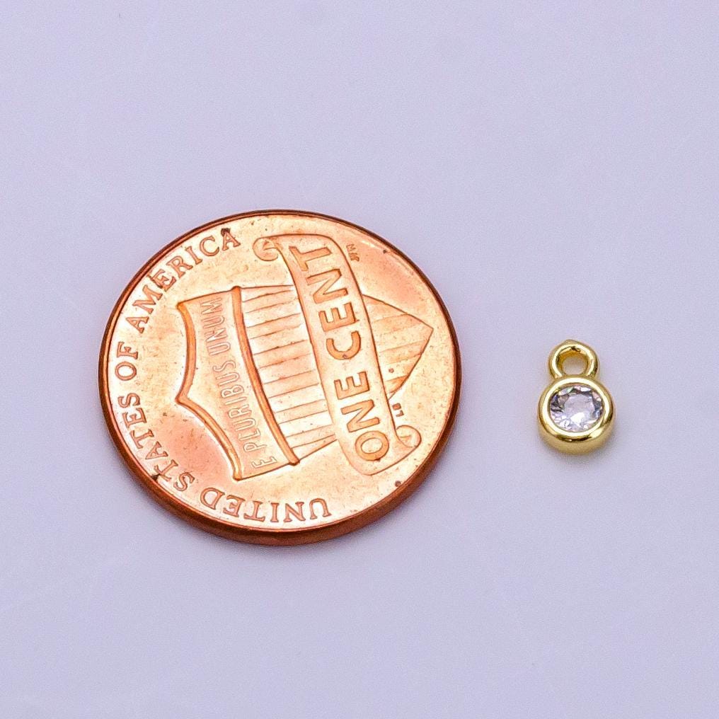 14k gold filled micro pave cz geometric pendant charm mini clear cz circle bezel cut pendant charm ag-382
