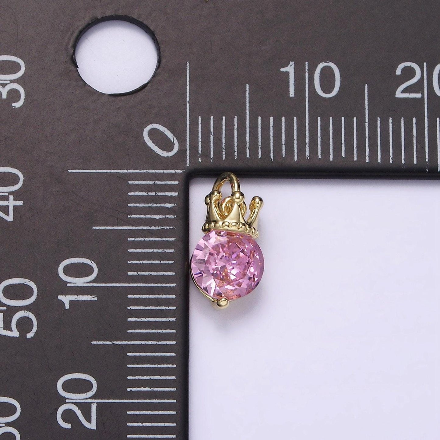 Dainty 14k gold filled pink, purple, clear round cz crown add-on charm | ag238 - ag240