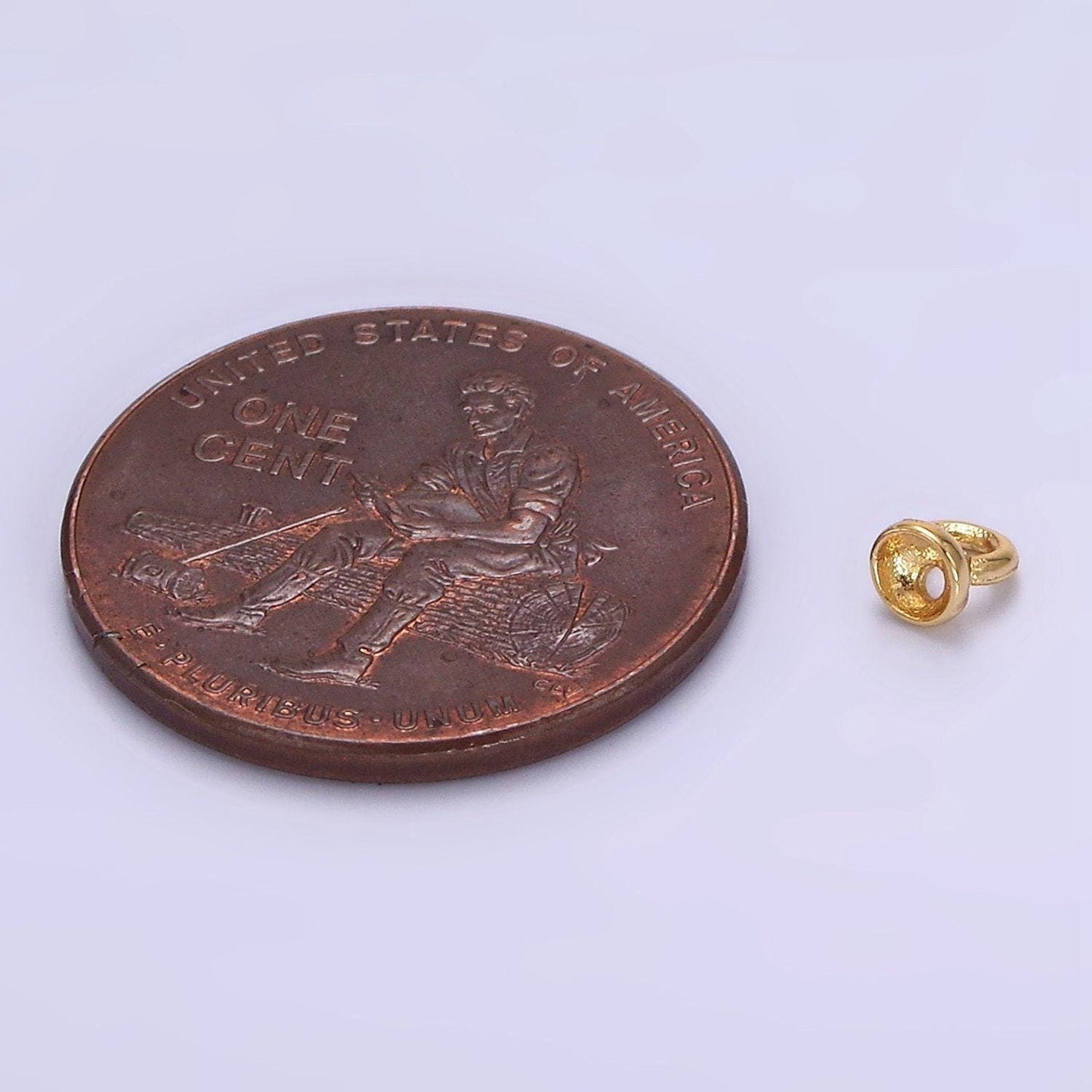 Gold bead and pearl cap with peg for top beads minimalist charm supply component | ag105