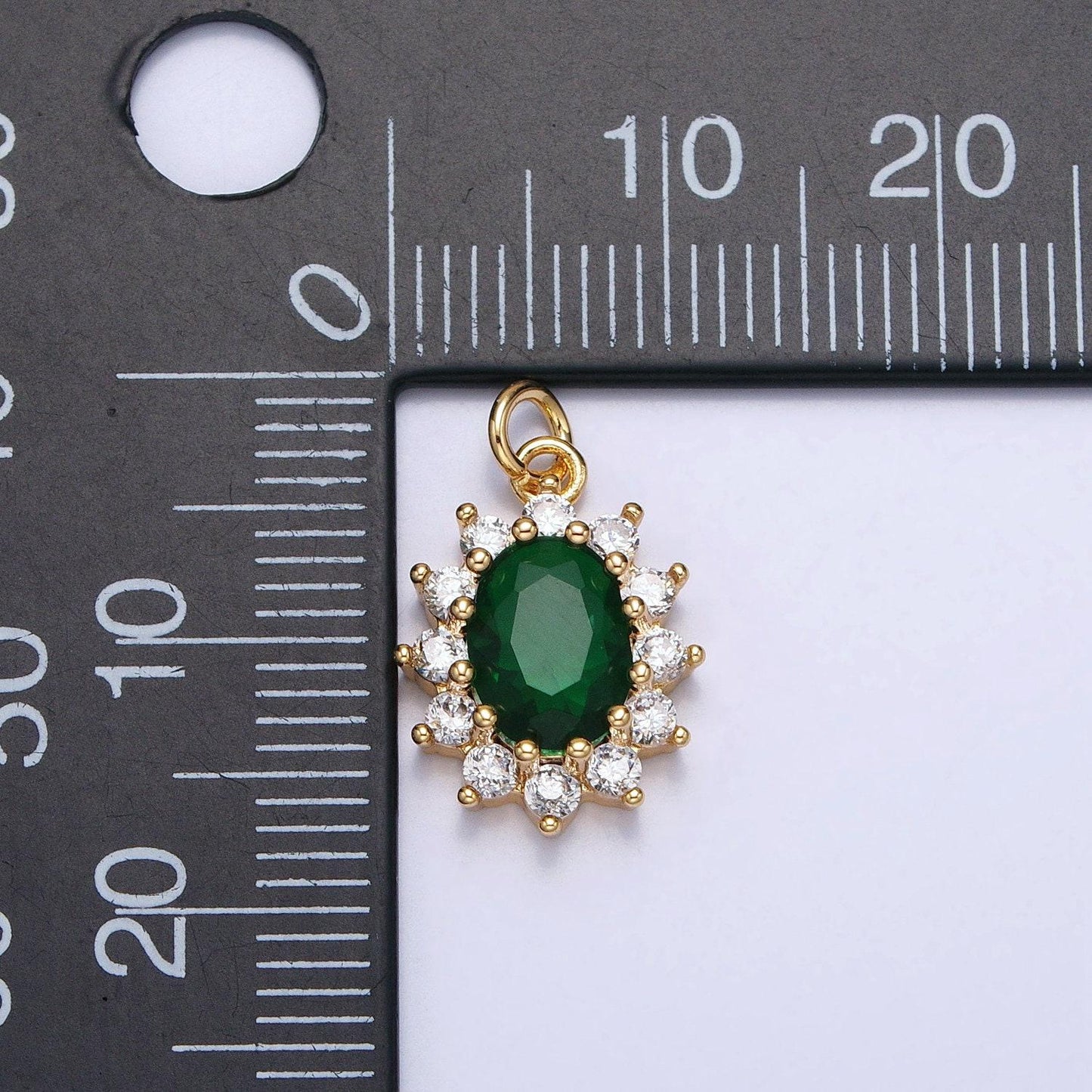 16k gold filled emerald green oval celestial sun star add-on charm in gold & silver | ac962 ac963