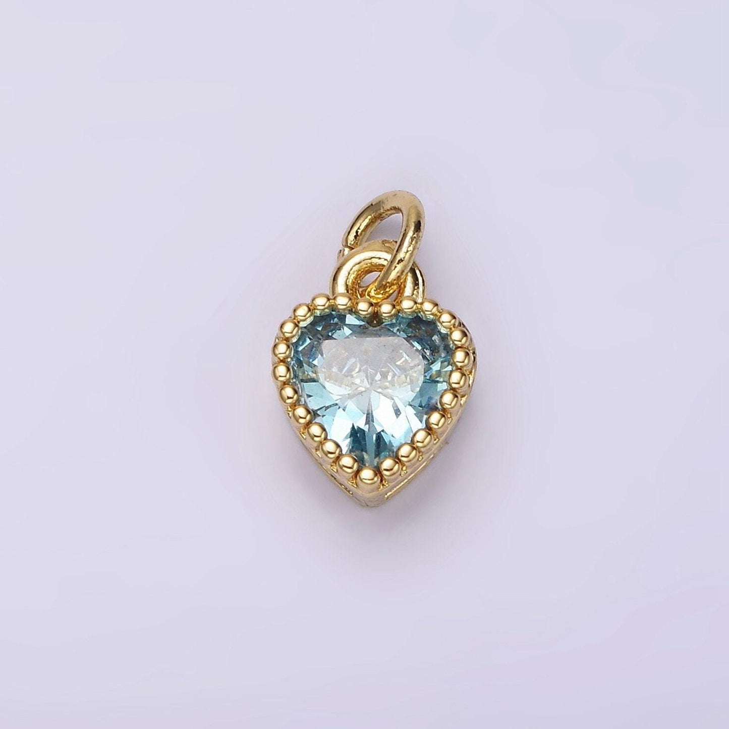 Gold filled blue heart cubic zirconia charm for add on charm earring bracelet necklace earring component | ac913