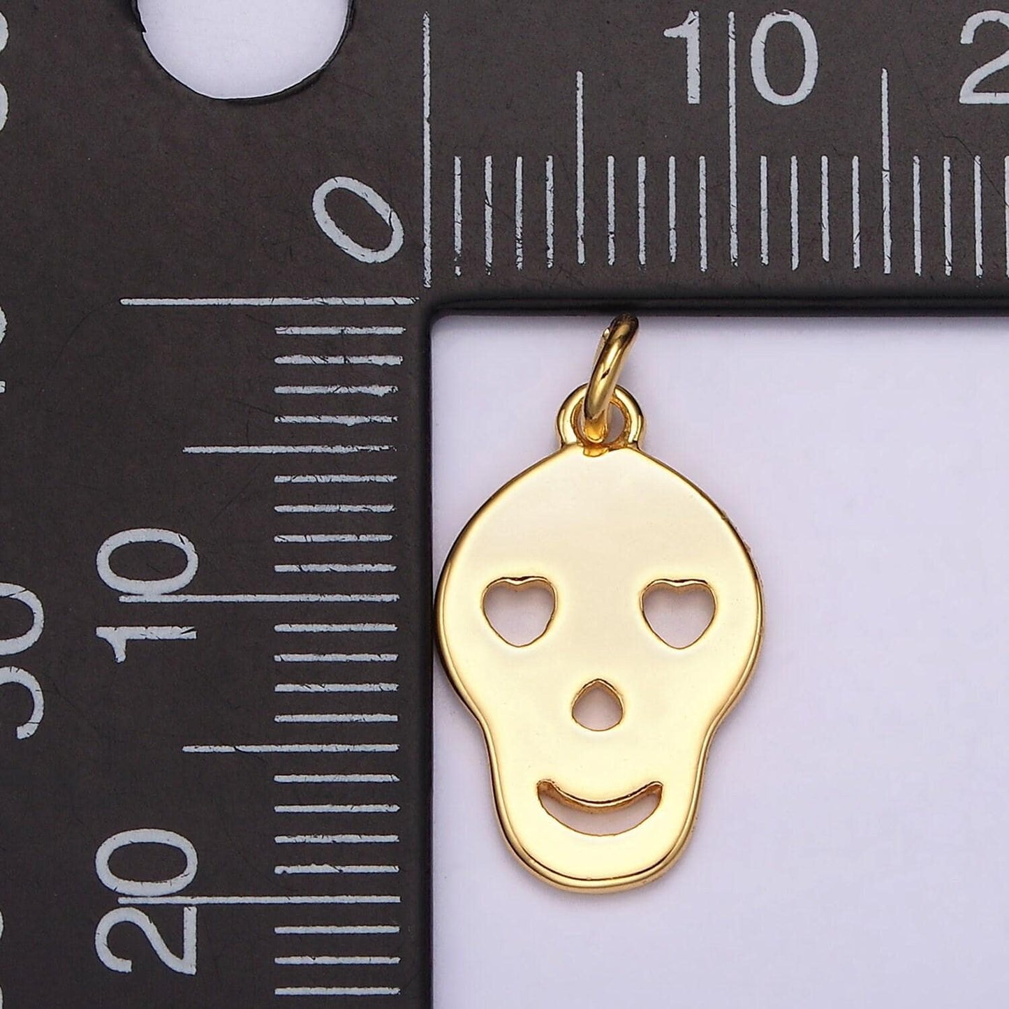 24k gold filled heart eyes skeleton skull minimalist charm | ac868
