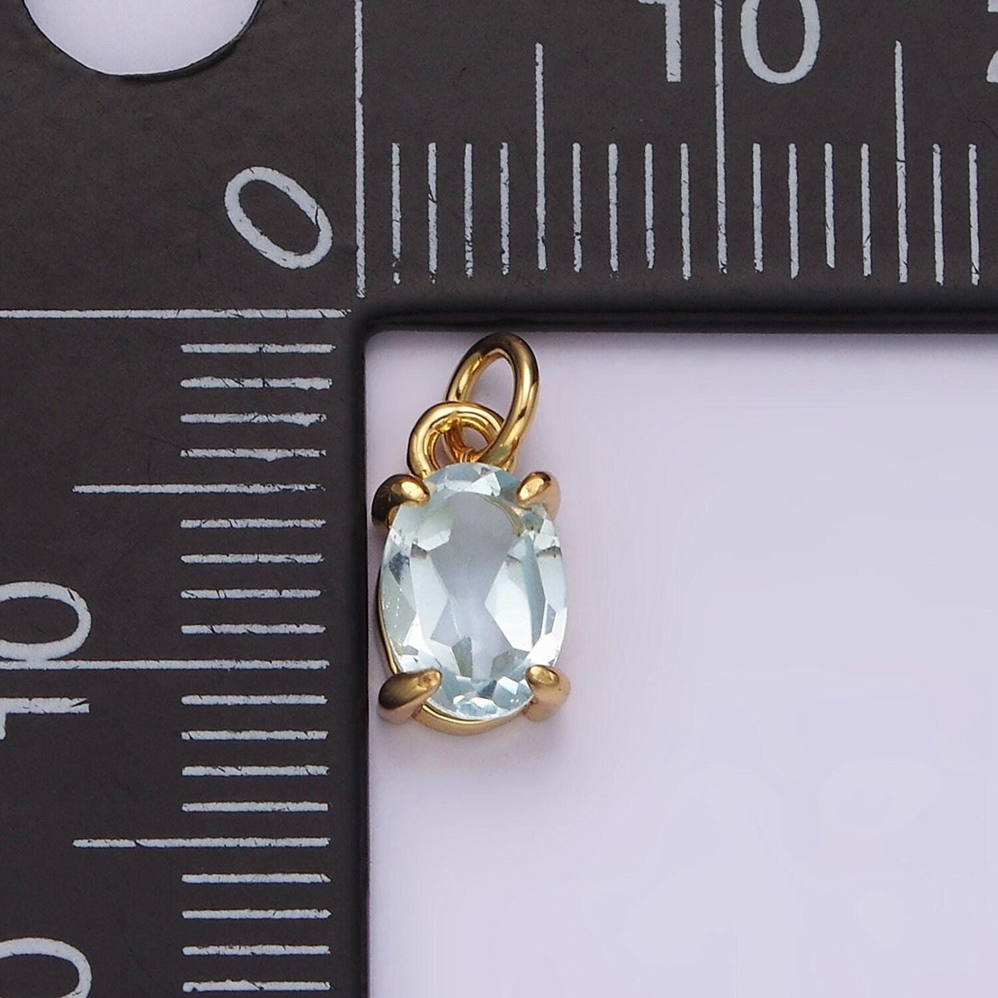 14k gold filled baby blue cz oval minimalist add-on charm | ac841