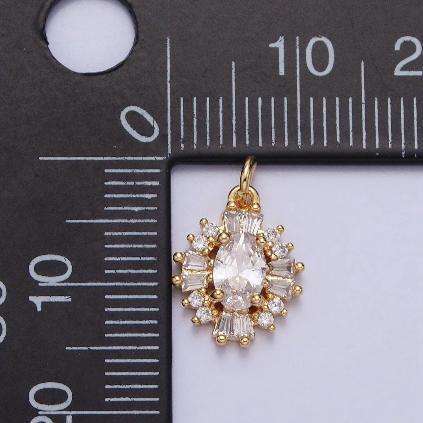 Luxury elegant cz charm mini gold, silver clear oval baguette cubic zirconia add-on charm | ac677 ac678