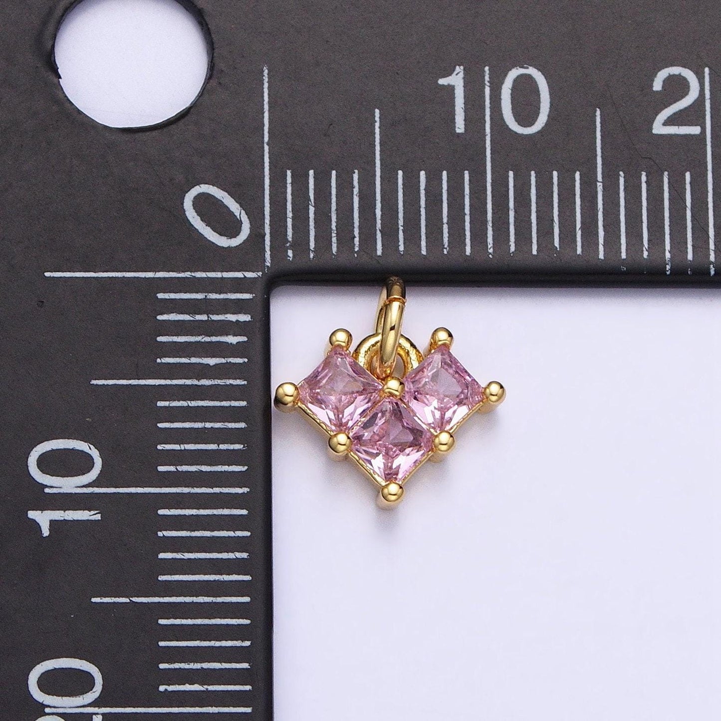 Mini 24k gold filled clear, pink heart cz cubic zirconia add-on charm | ac452 ac453