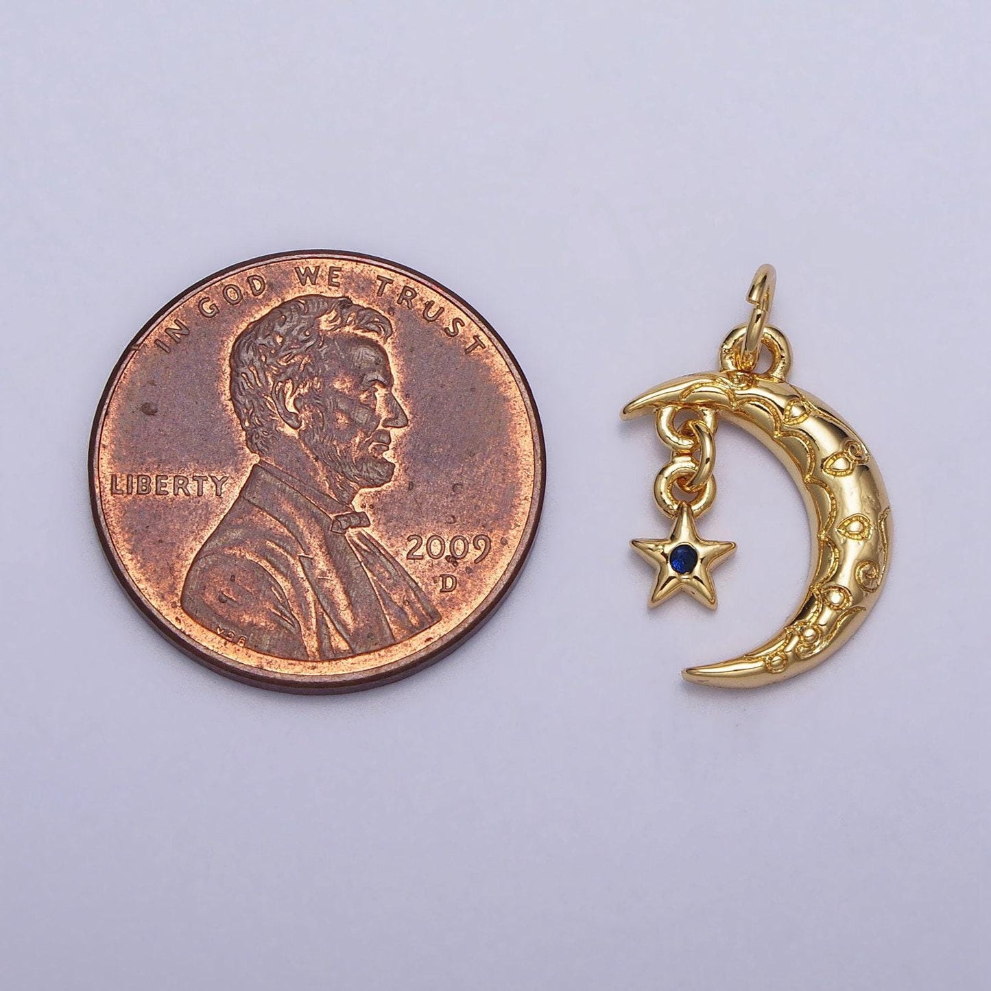 Mini gold crescent moon charm, cubic zirconia star pendant charm, celestial charm necklace earring bracelet diy jewelry ac-241
