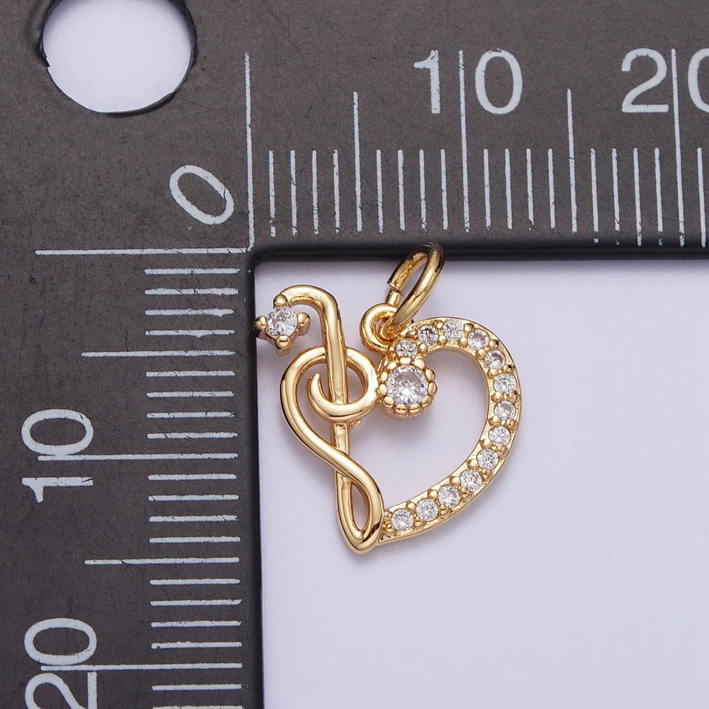 Dainty g bass clef heart charm micro pave gold music note treble clef pendant necklace bracelet component ac181