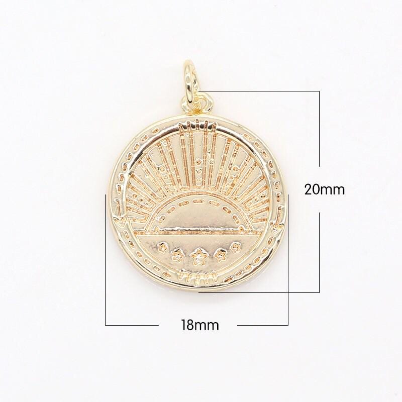 Gold rustic sun rise charm good morning sunshine celestiial charm for jewelry making, ac1446