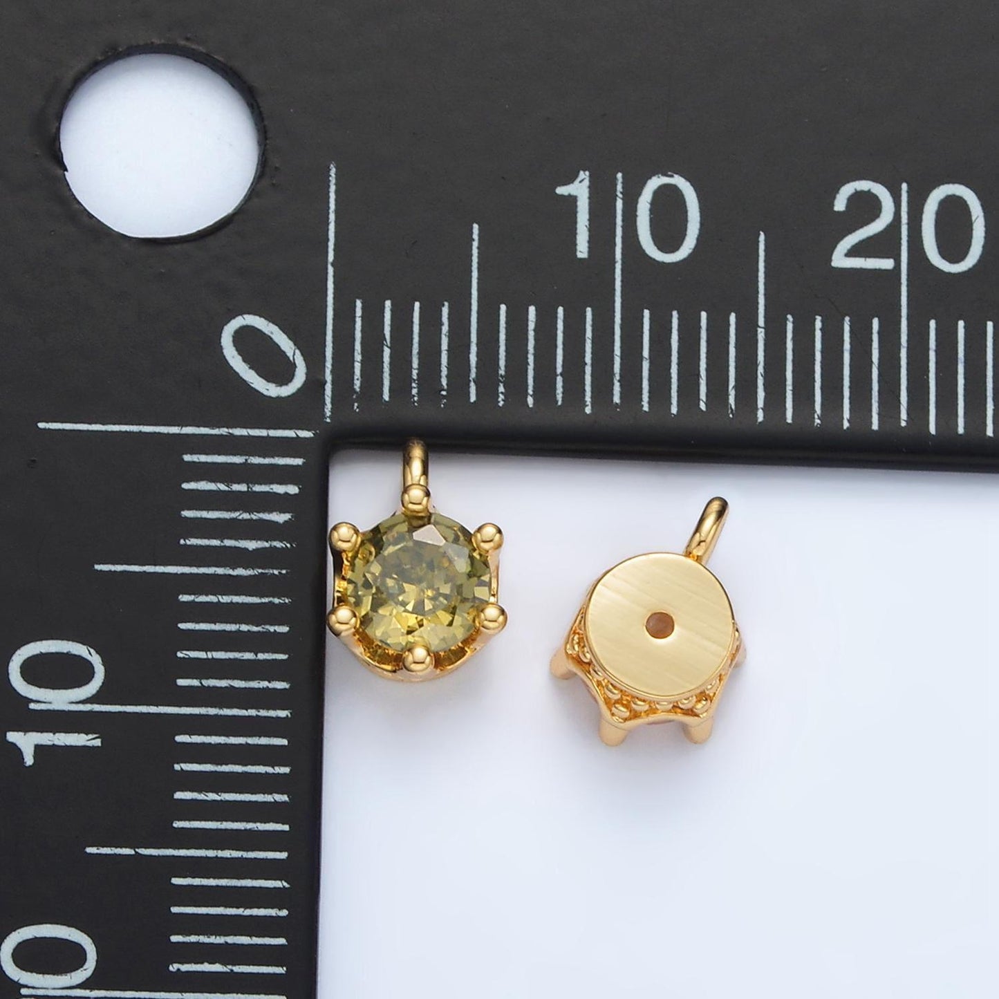 Gold filled light cz colors mini round charm | ac132-ac-135