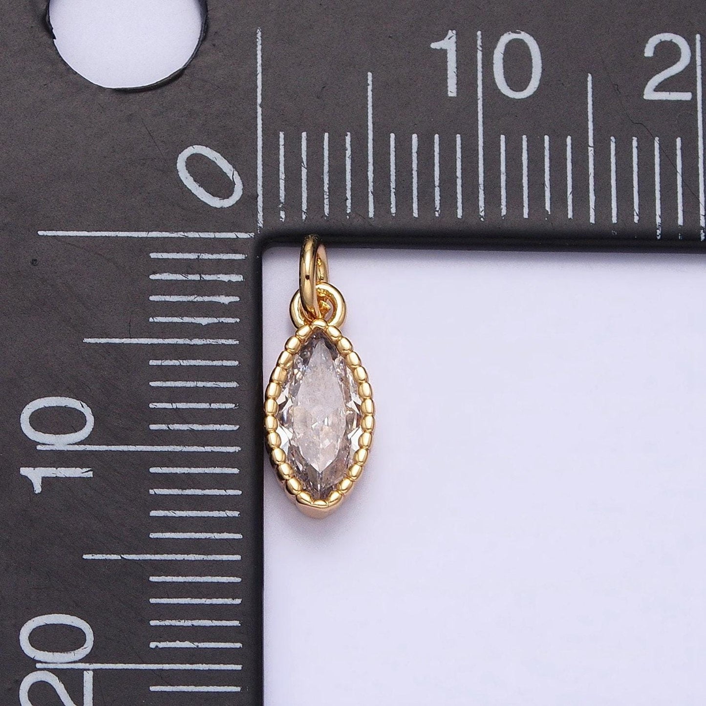 16k gold filled clear cz marquise add-on charm in gold & silver | ac1235 ac1236