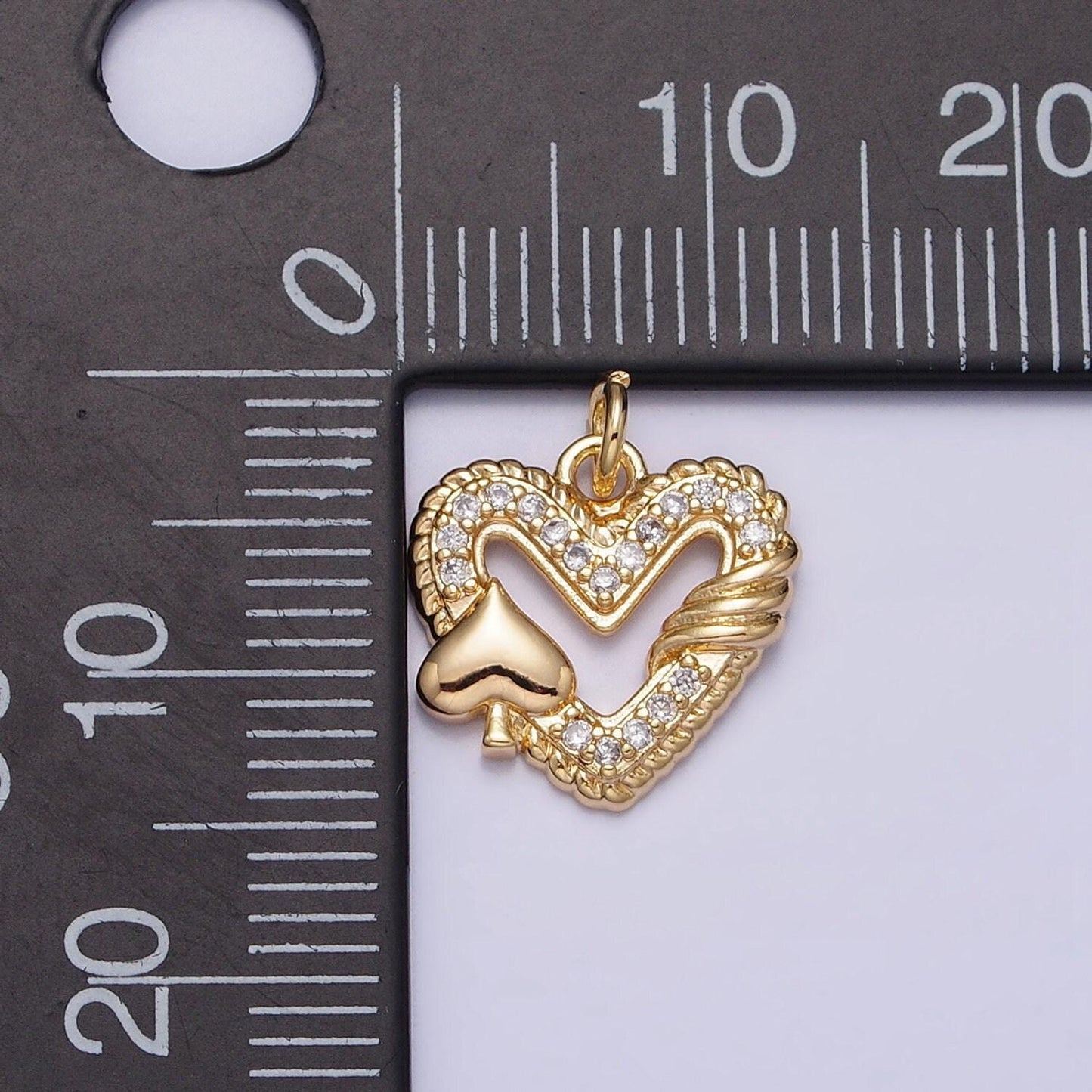 Dainty micro pave spade flower charm pendant heart frame with cz stone for bracelet necklace earring supply ac1217