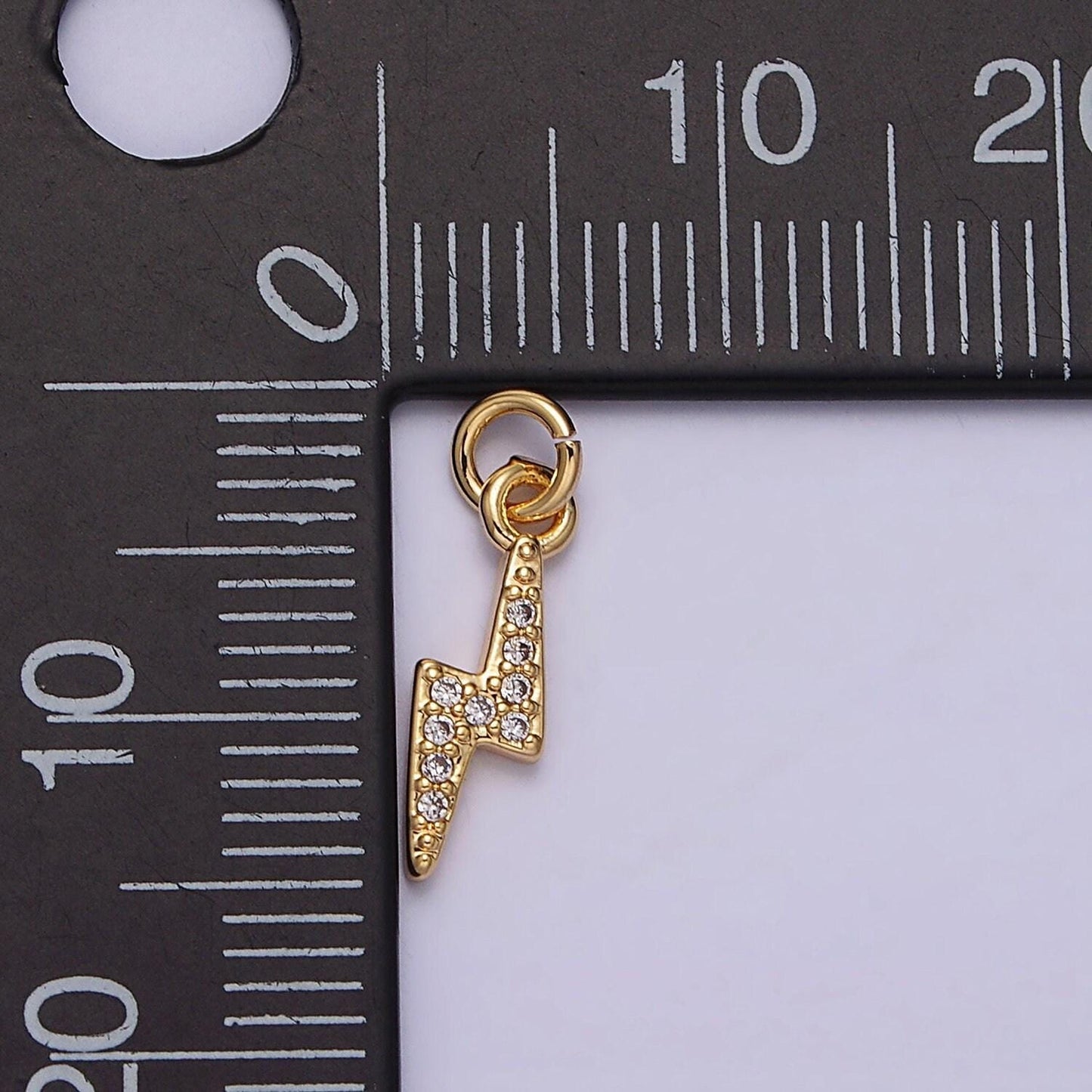 Mini cubic thunder pendant polished gold-plated tiny bolt charm for earring bracelet necklace component ac1067