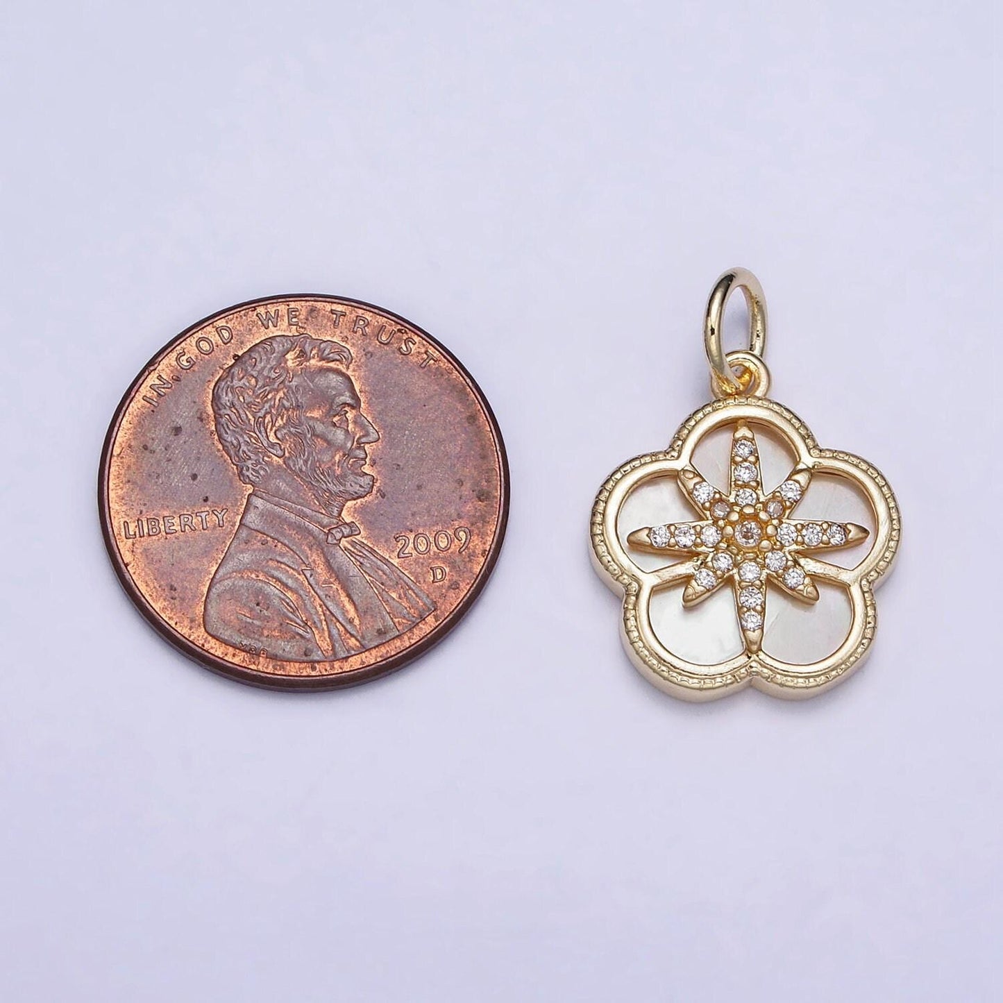 Dainty flower charm, small gold north star charm journey travel charm tiny necklace charm, bracelet celestial jewelry ac1055