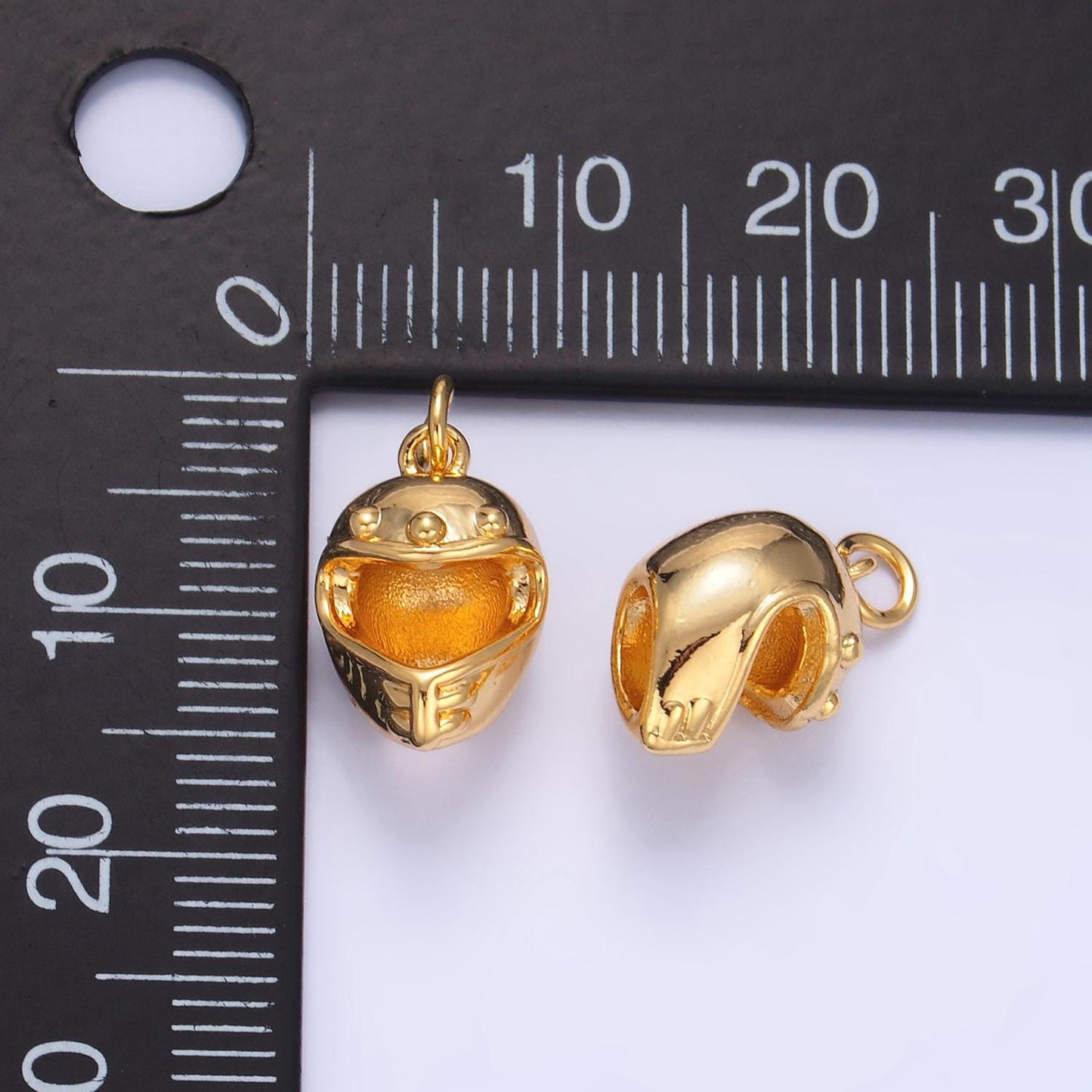 24k gold filled motorcycle helmet pendant, helmet necklace bracelet charm gold motor racing helm charm w134