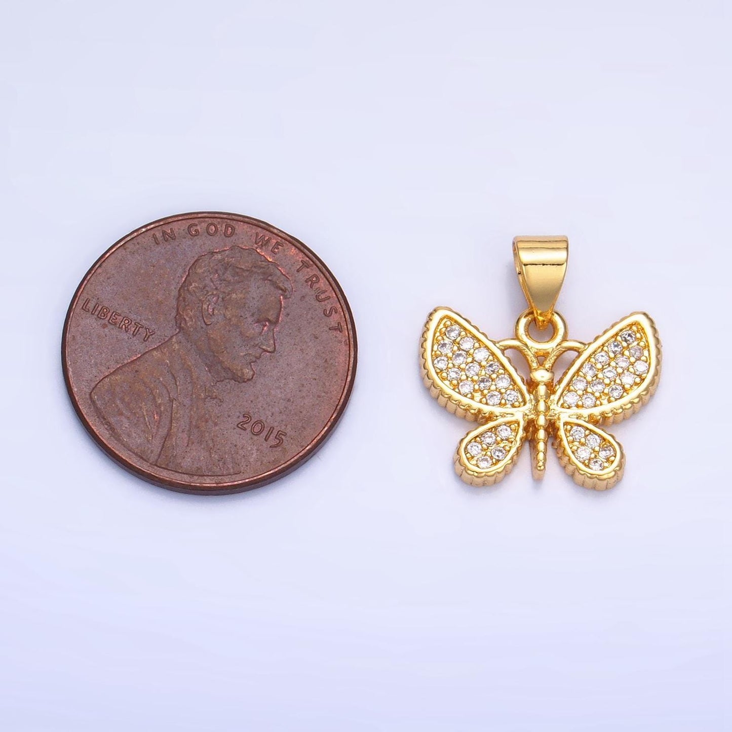 Cz micro paved butterfly insect animal 24k gold filled pendant | aa-1003