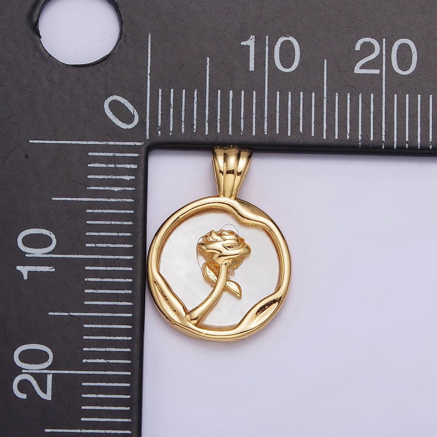 24k gold filled rose flower shell pearl abstract molten round pendant | aa598