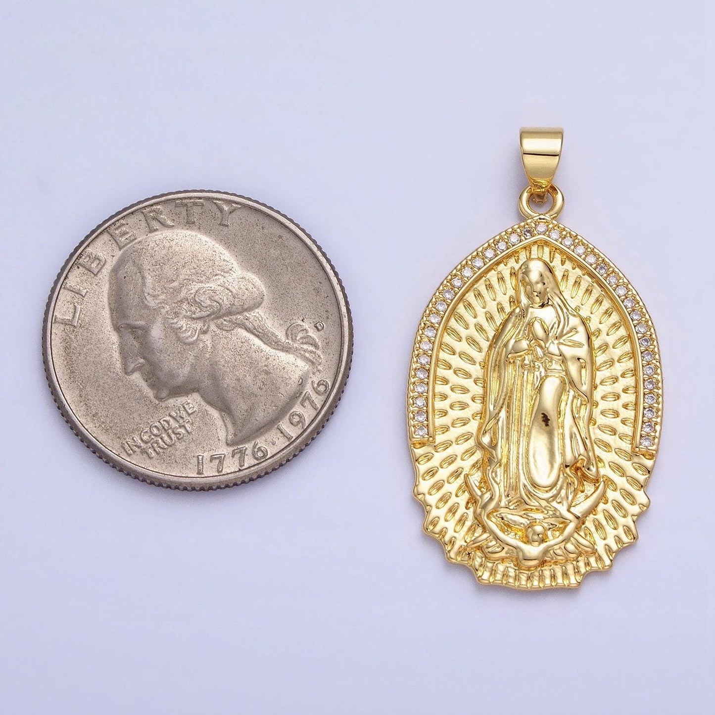 Micro pave 24k gold filled virgin mother mary charm medallion lady guadalupe religious pendant | aa226