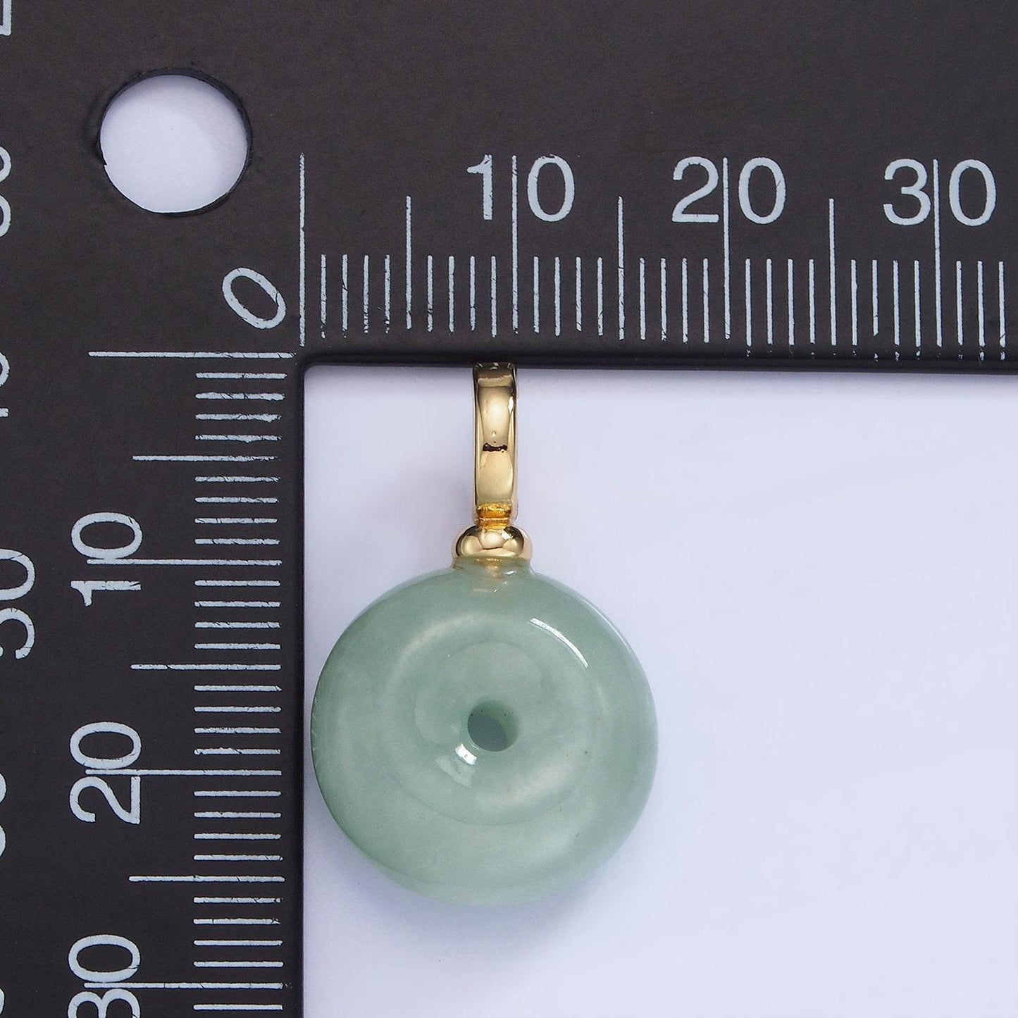 14k gold filled 25mm green jade donut with open bail pendant for necklace | aa-1200