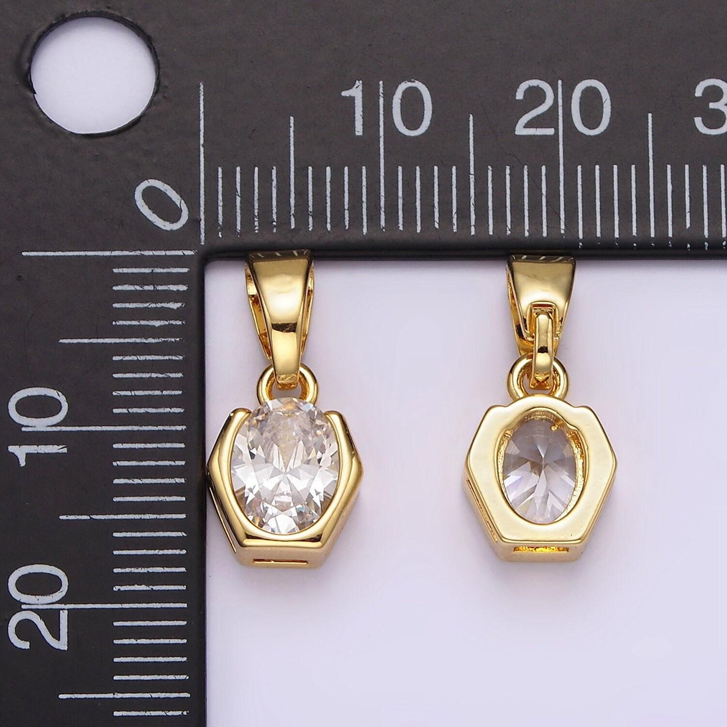 Soft hexagon shape pendant, cz charm add-on charm | aa-1105