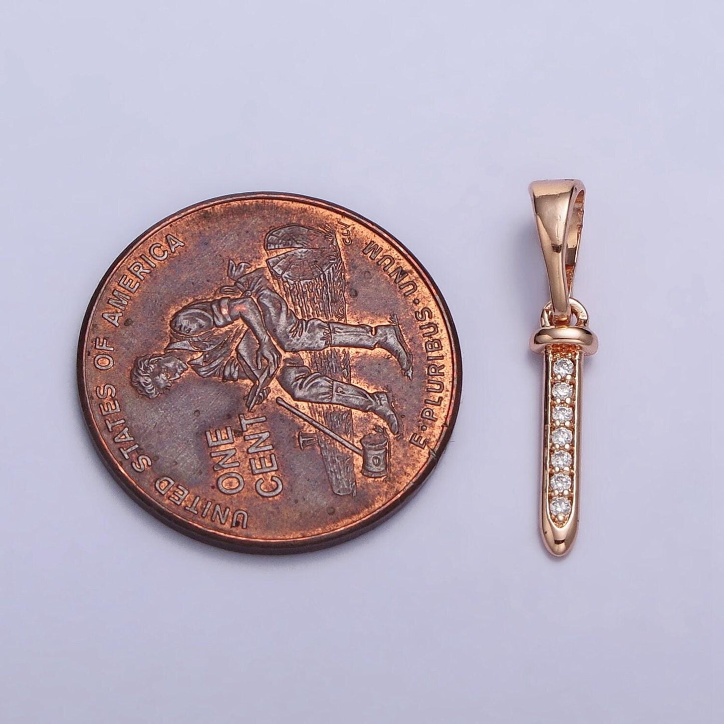 18k gold filled nail charm pendant micro pave pinky gold nail pendant dainty charm aa-027