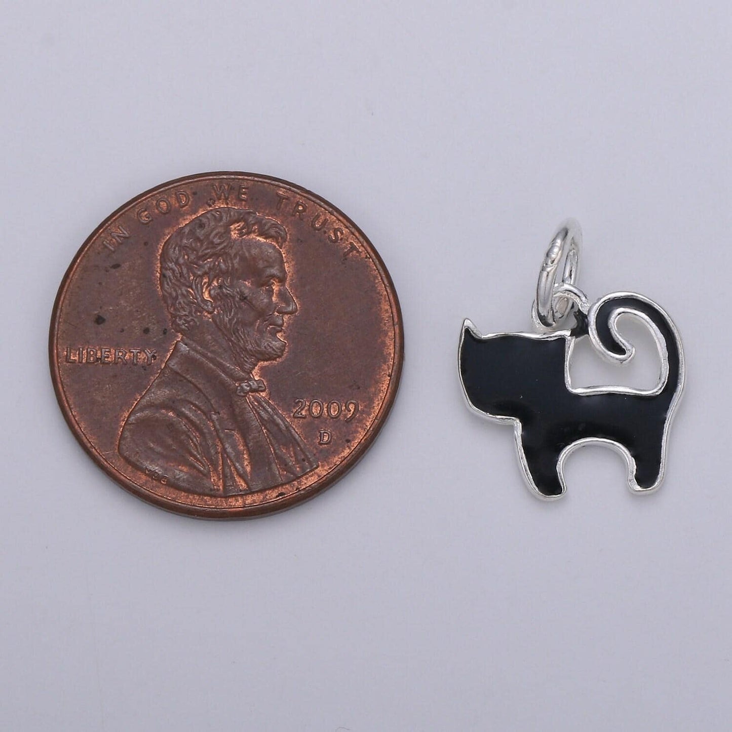 Dainty cat charm kitten black white cat enamel charm s925 sterling silver animal charm witch lover gift add on charm halloween jewelry